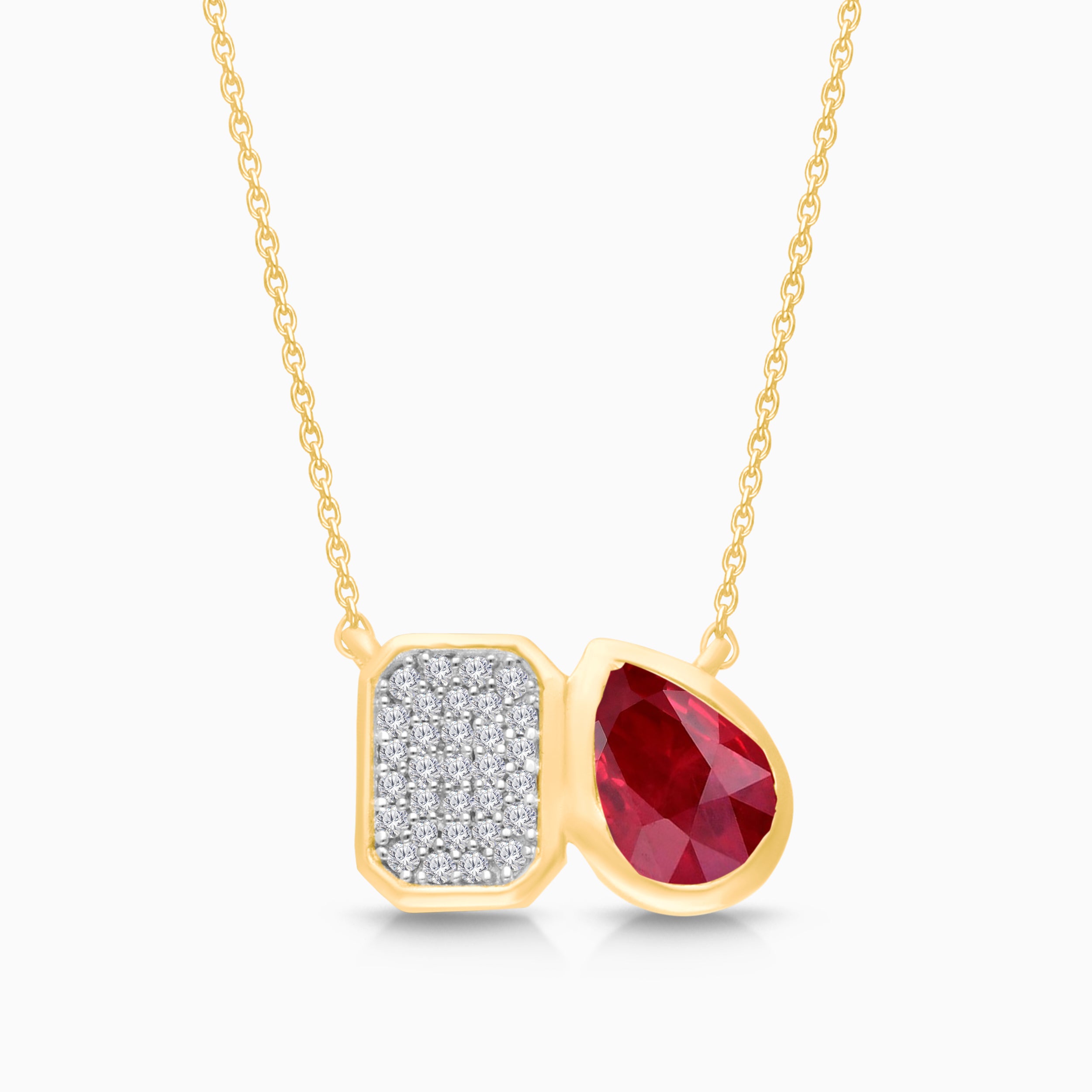 Perfect Pear Ruby & Diamond Necklace
