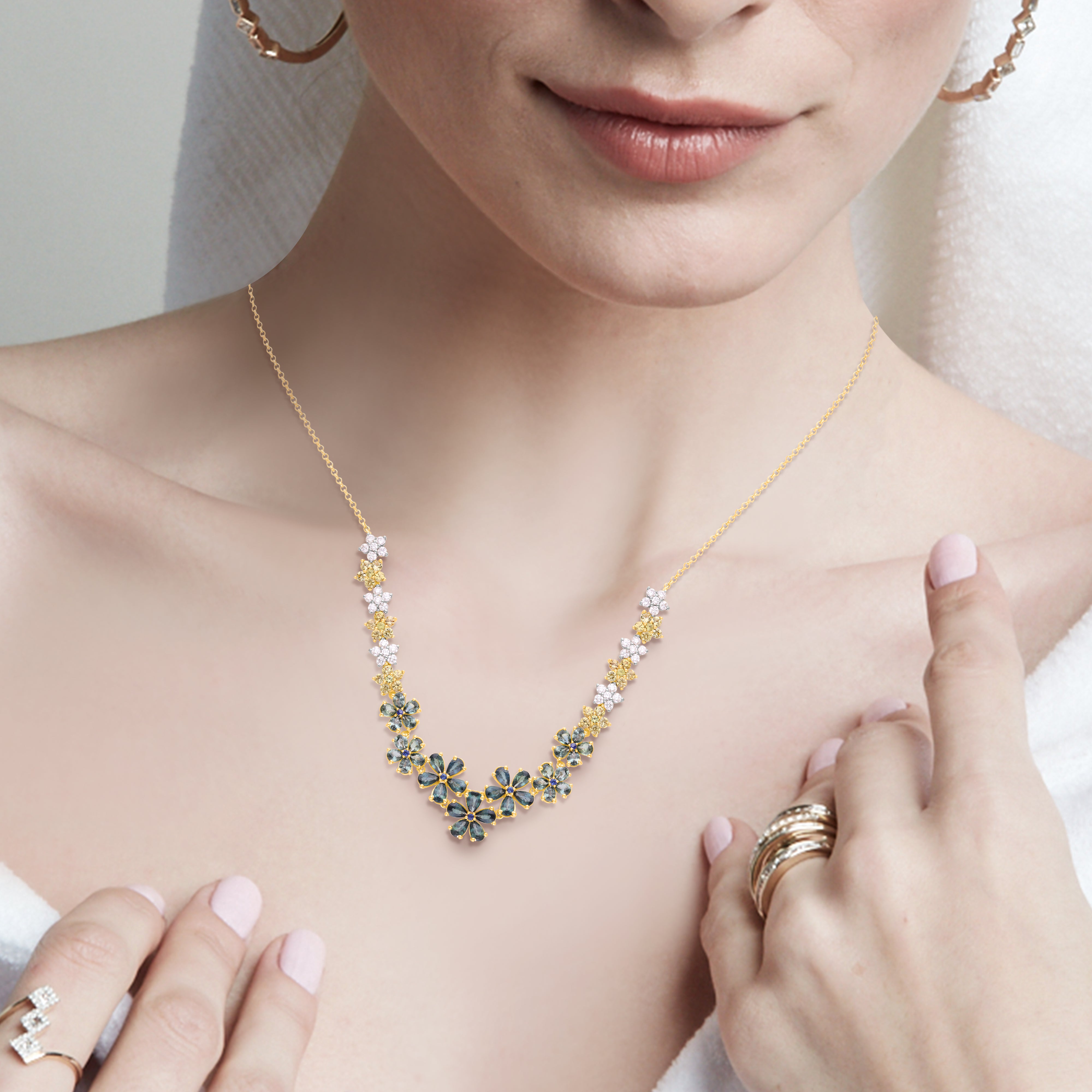 Field of flowers tennis necklace