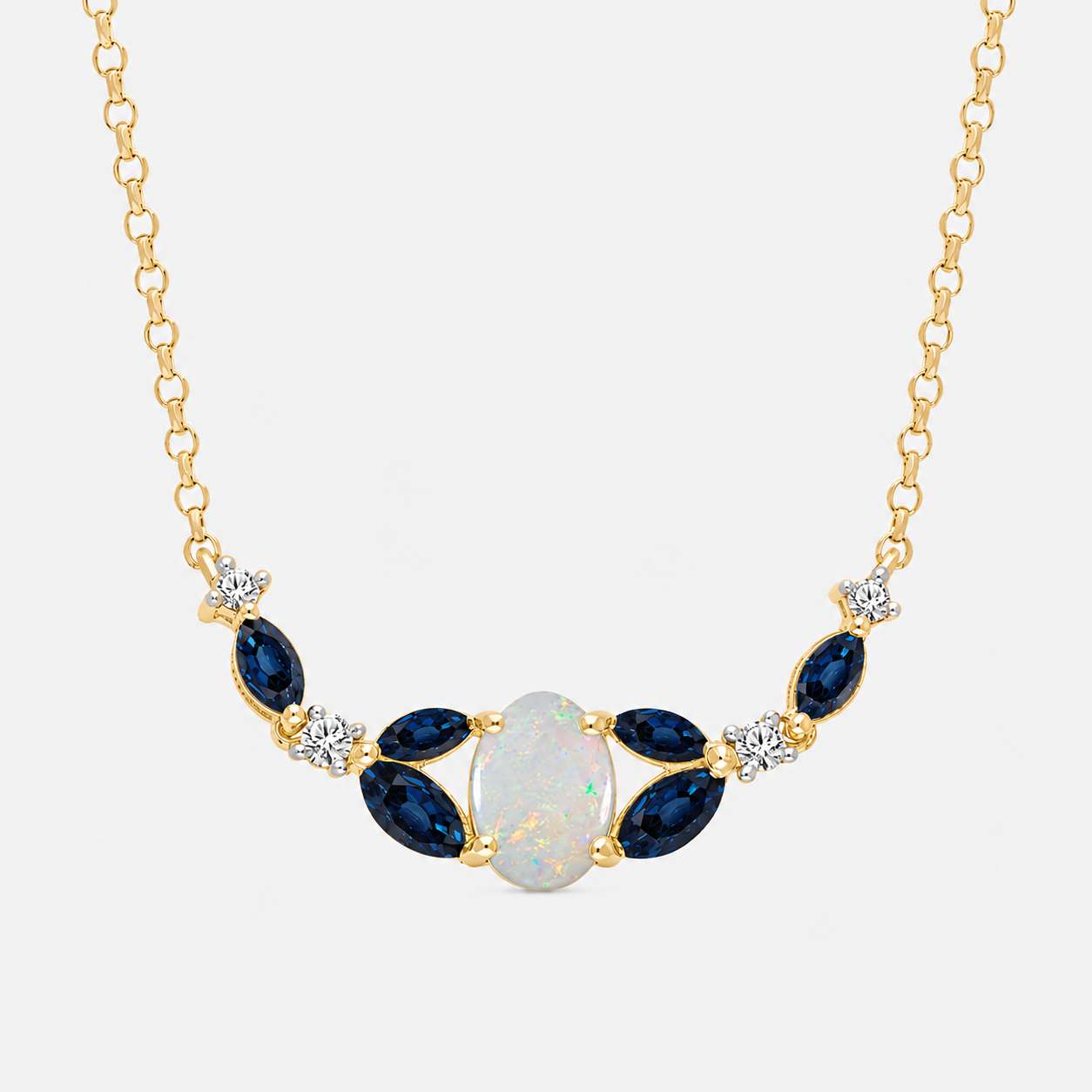 Opal Bloom Sapphire & Diamond Necklace opal