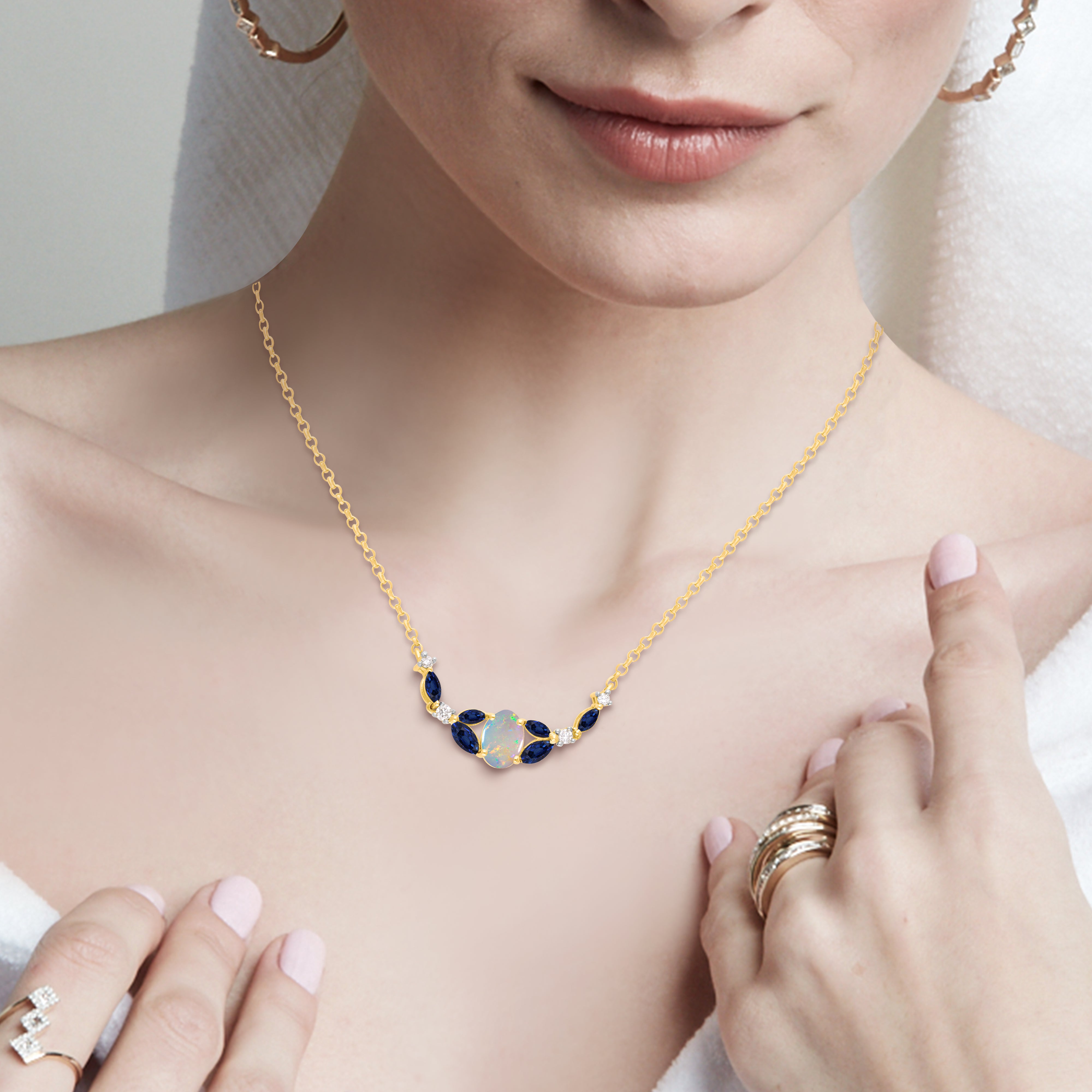 Opal Bloom Sapphire & Diamond Necklace