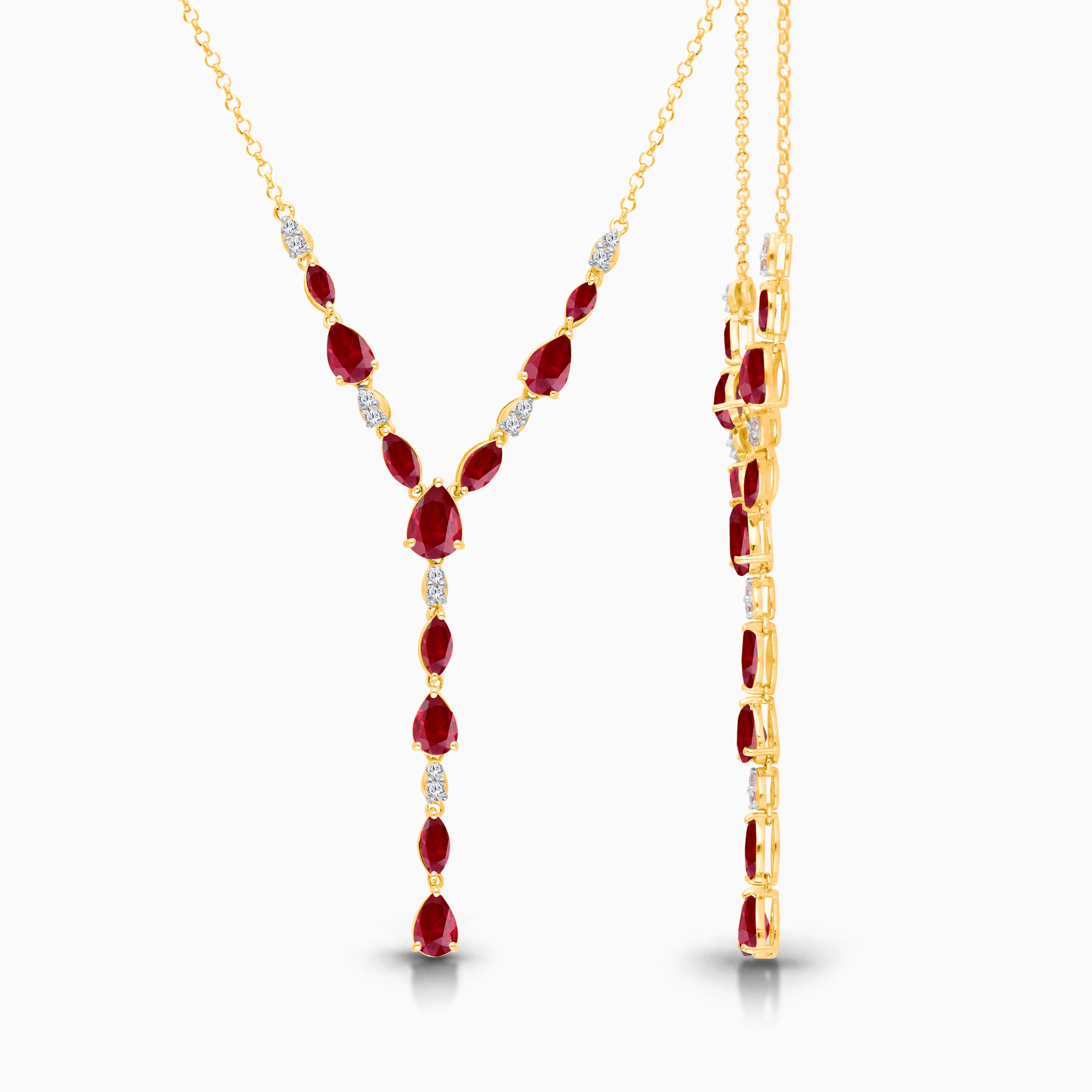Dripping In Rubies Lariat Necklace