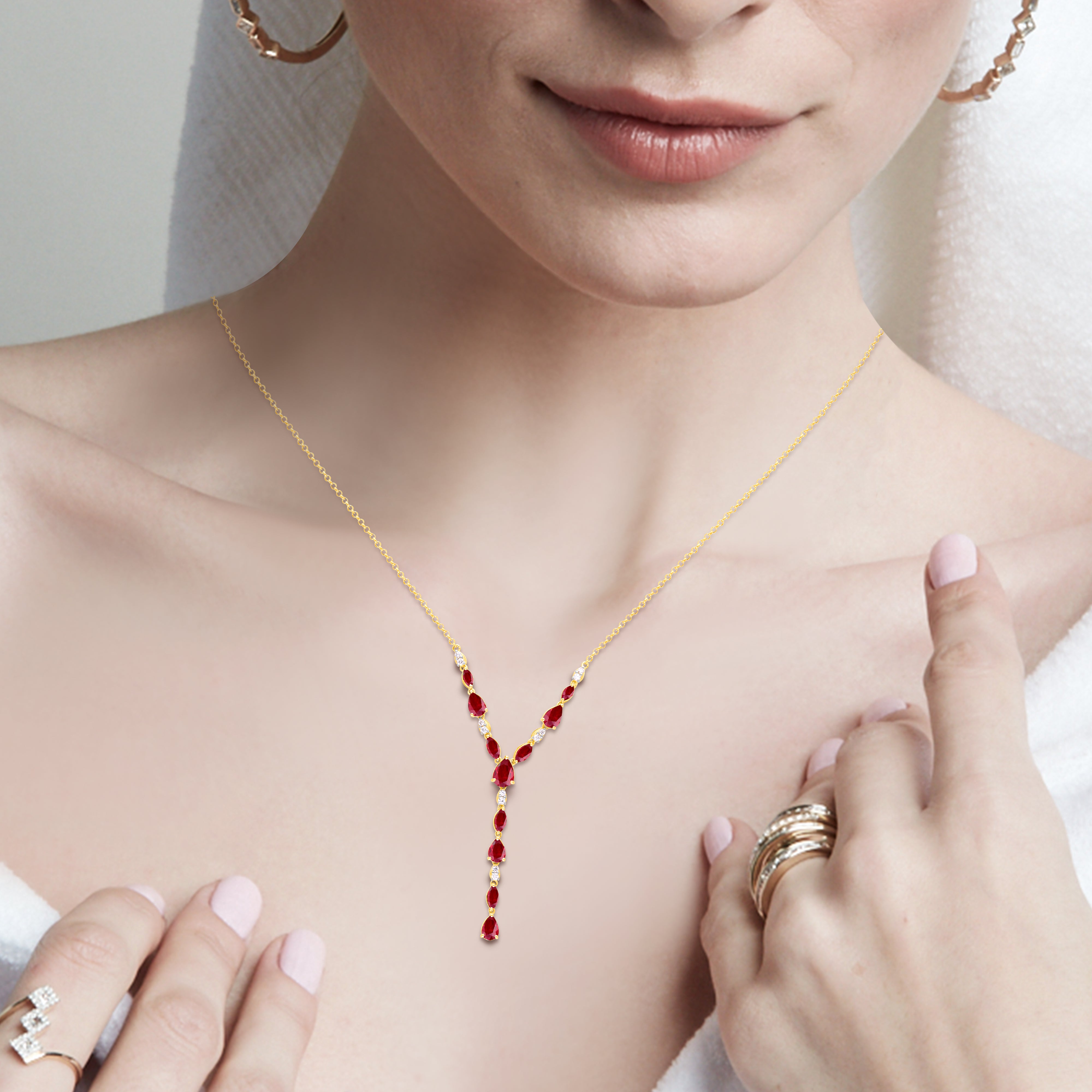 Dripping In Rubies Lariat Necklace