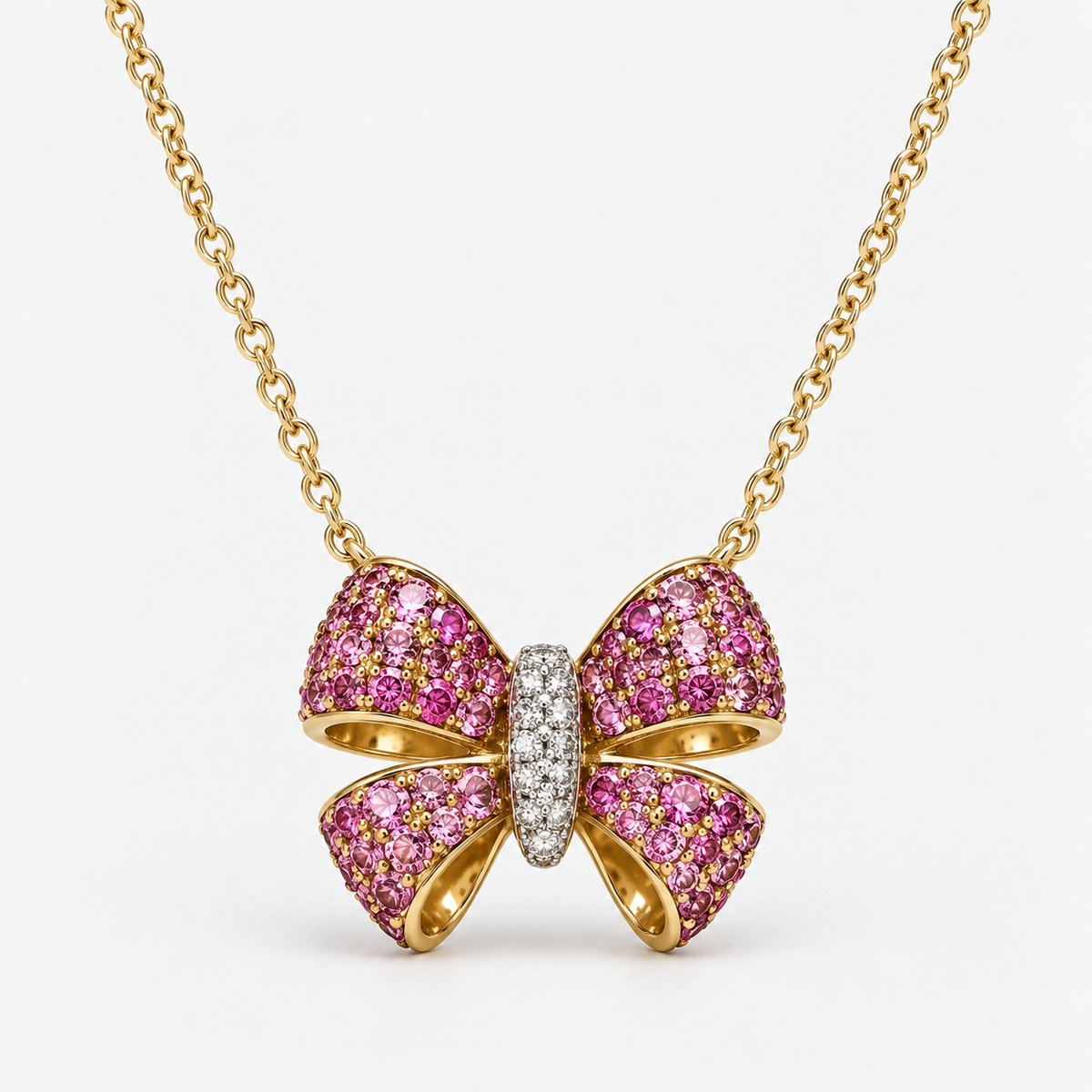 Pink Ribbon Sapphire & Diamond Necklace