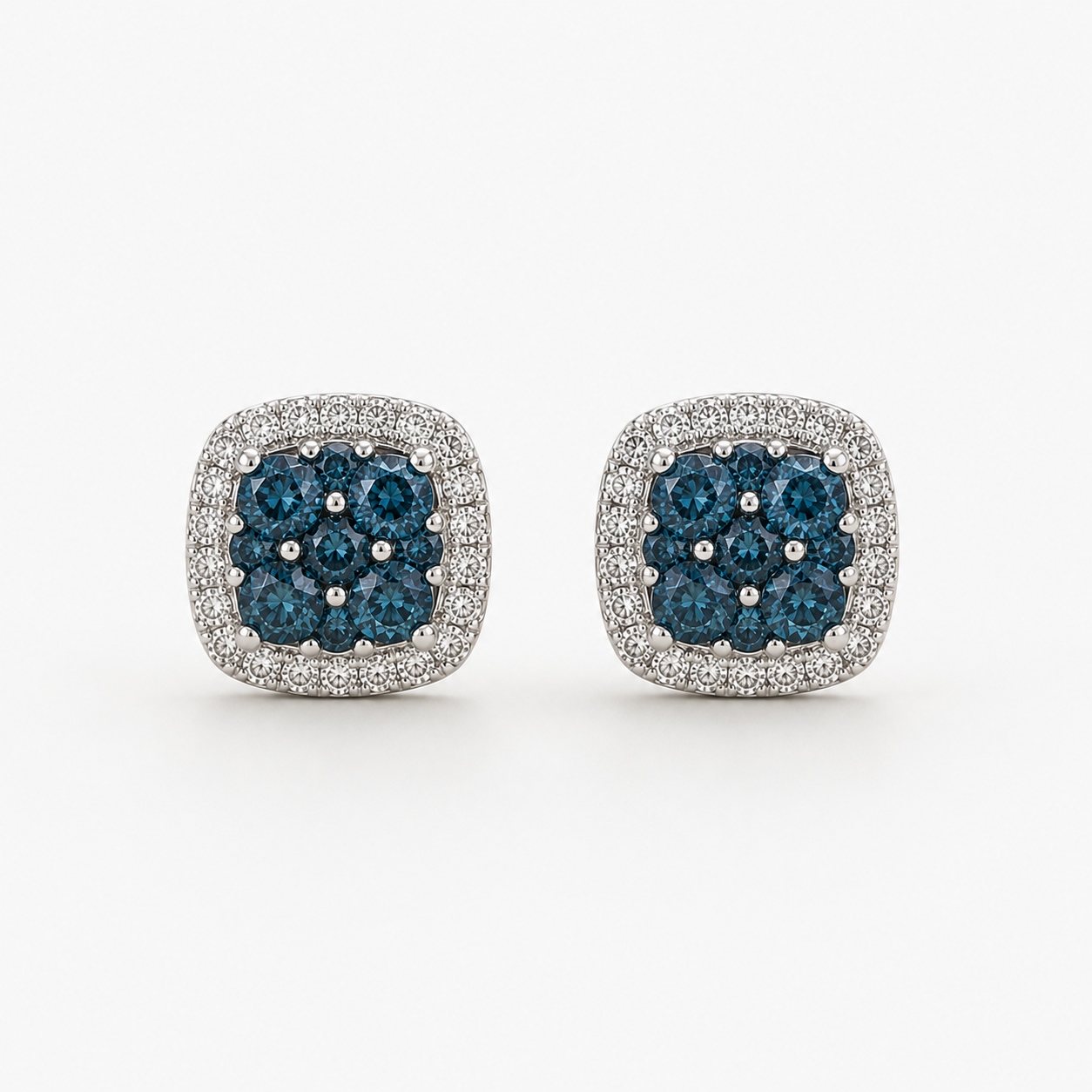 Blue Diamond Mosaic Stud Earrings blue diamond