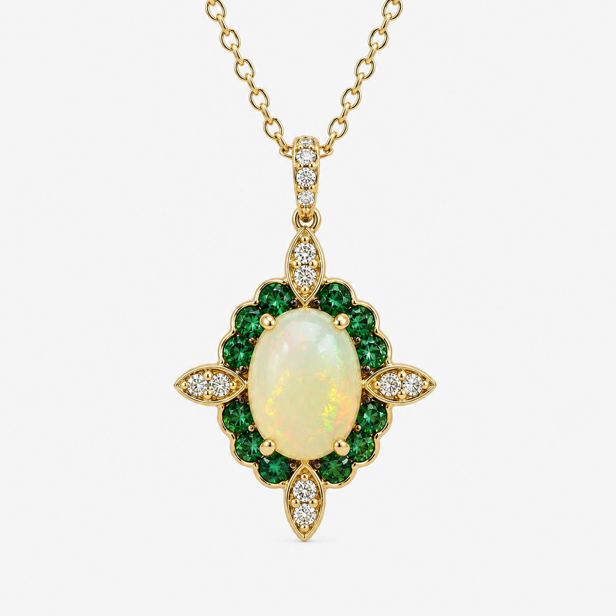 Ethereal Garden Opal & Emerald Necklace opal