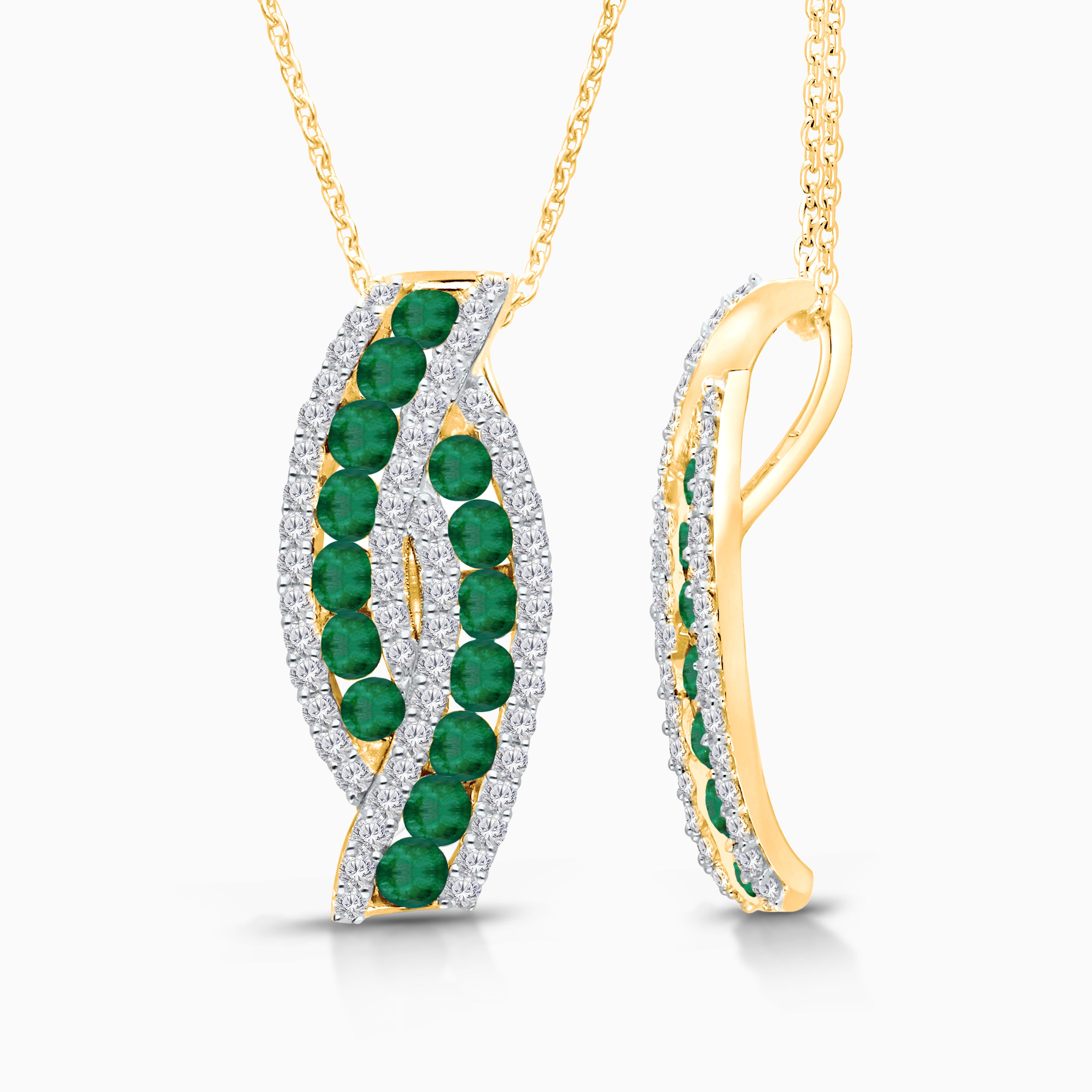 Crossover Emerald & Diamond Pendant