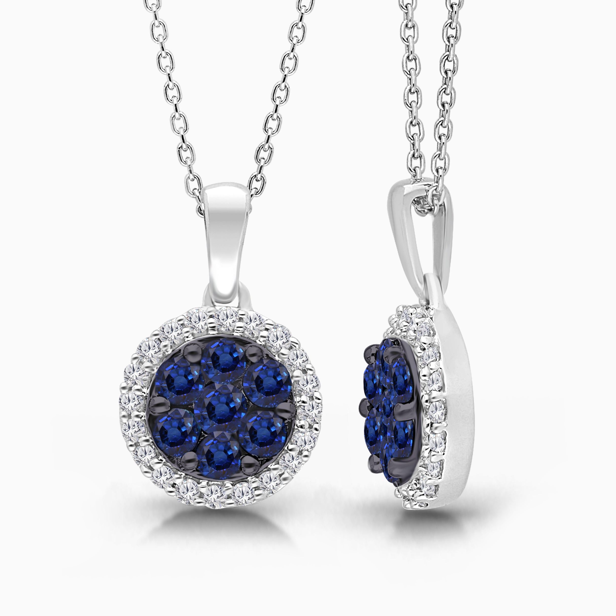 Sapphire & Diamond Cluster Pendant