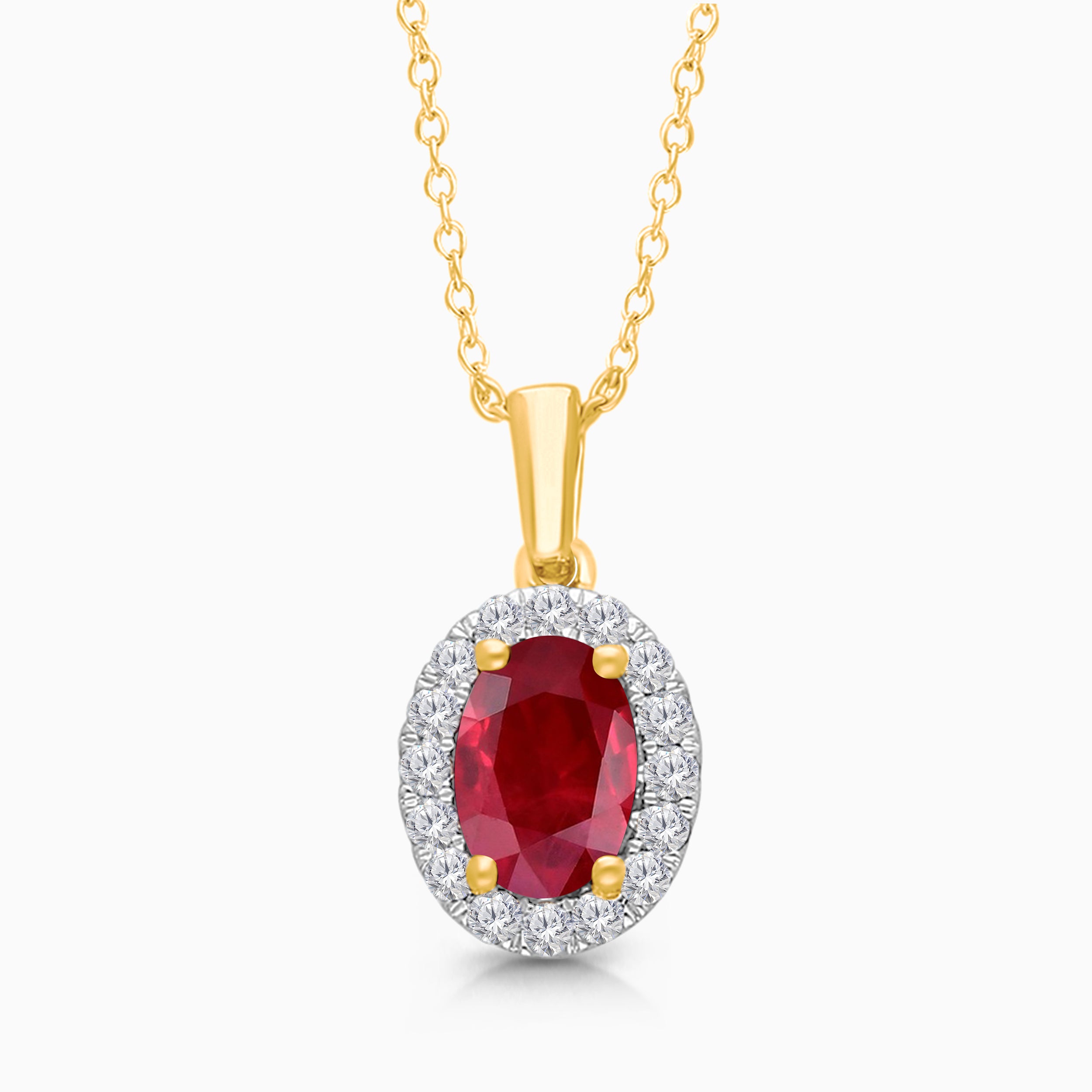Ruby & Diamond Halo Necklace
