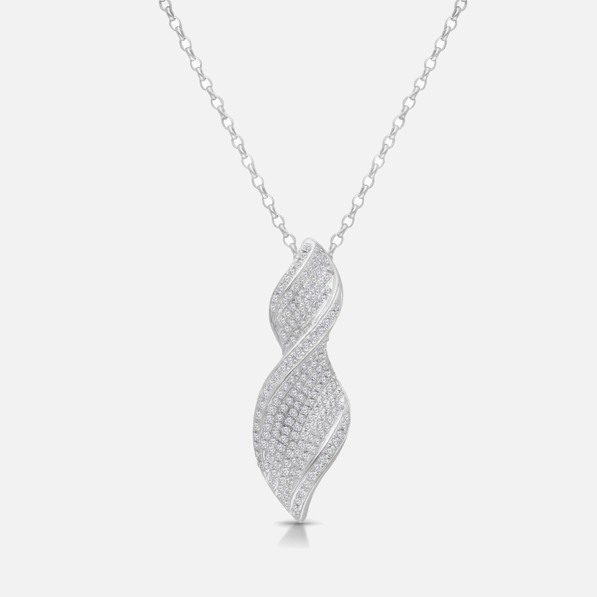 Intertwined Diamond Leaves Necklace White Diamond