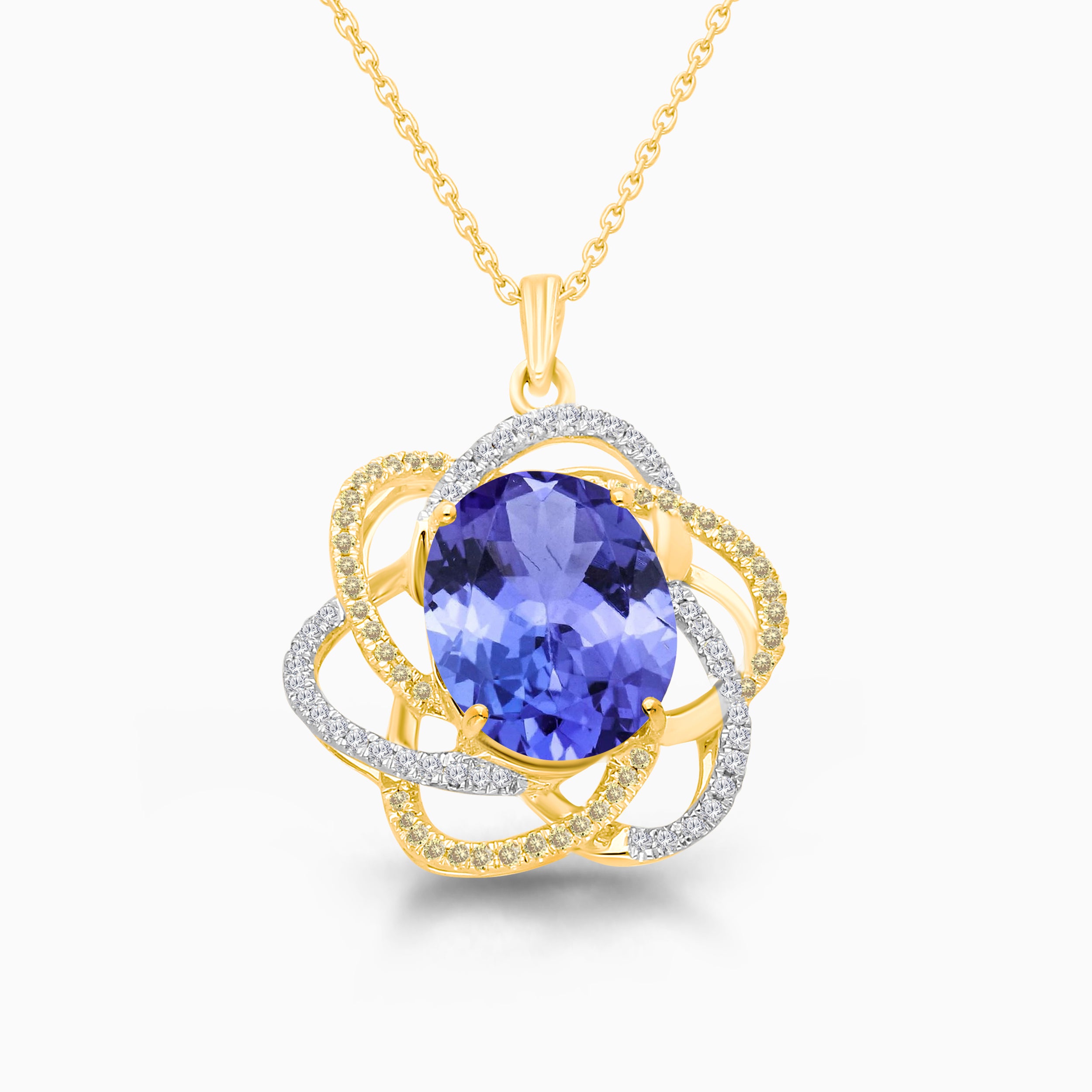 Diamond Swirl Tanzanite Pendant