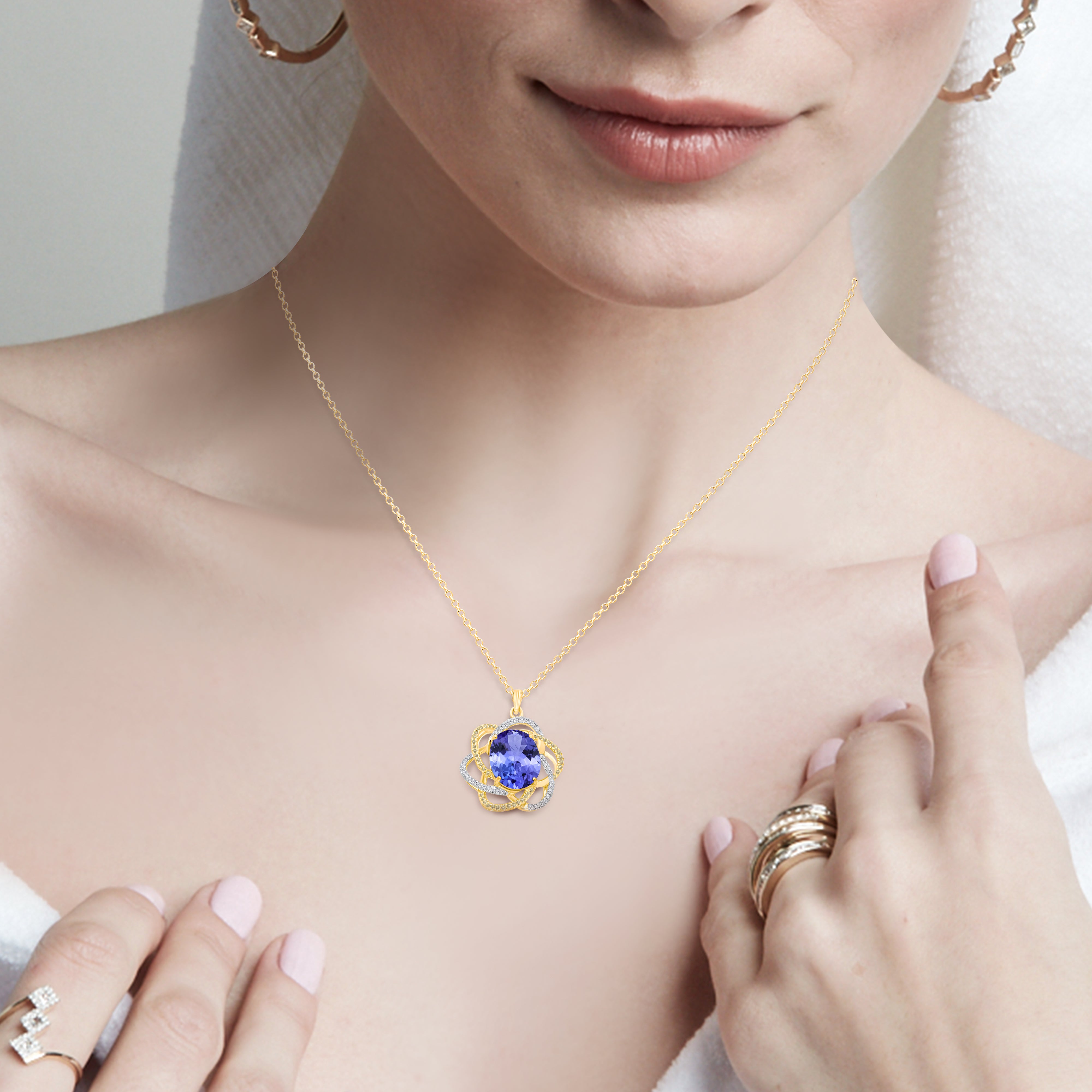 Diamond Swirl Tanzanite Pendant