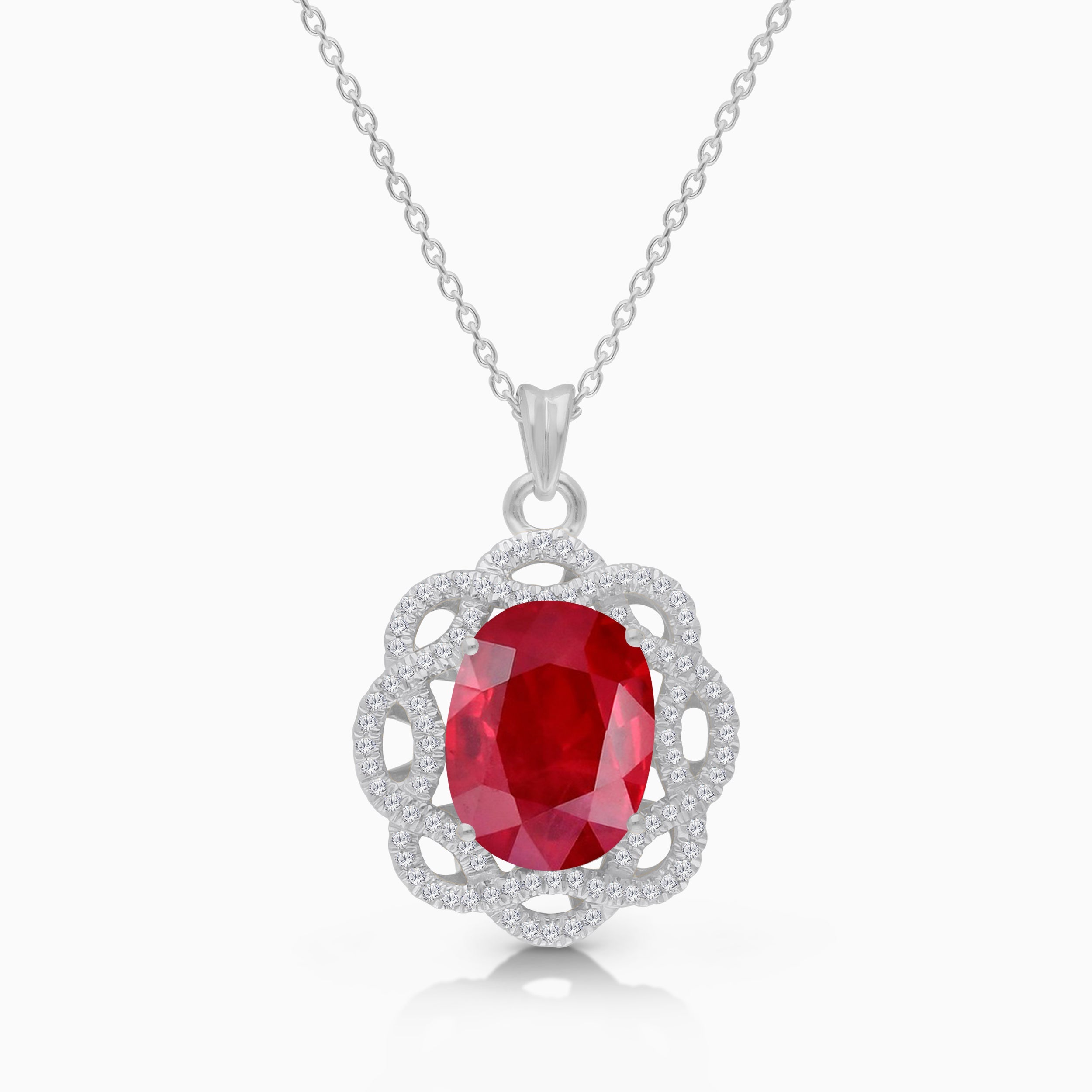 3.5CT Ruby & White Diamond Pendant