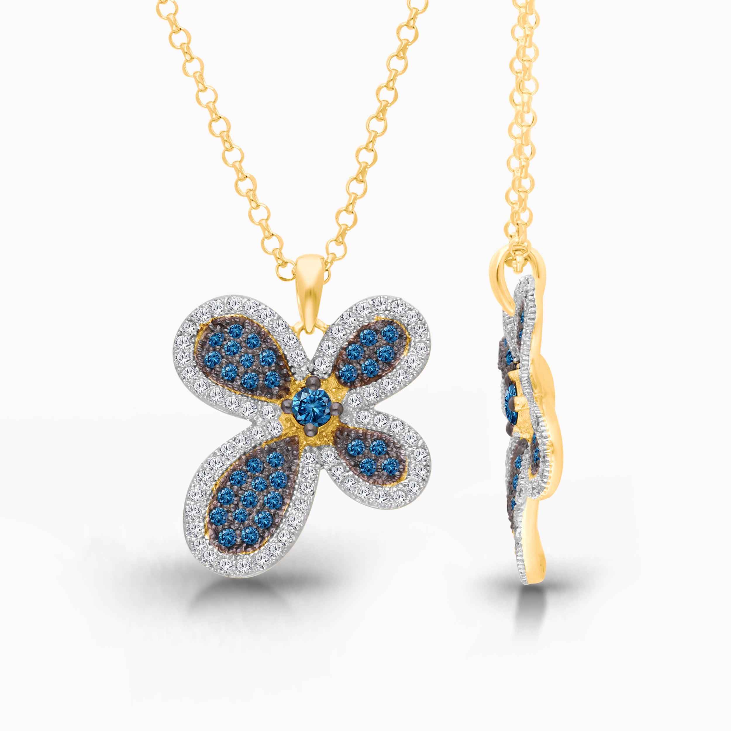 Ocean Petals Blue Diamond Necklace