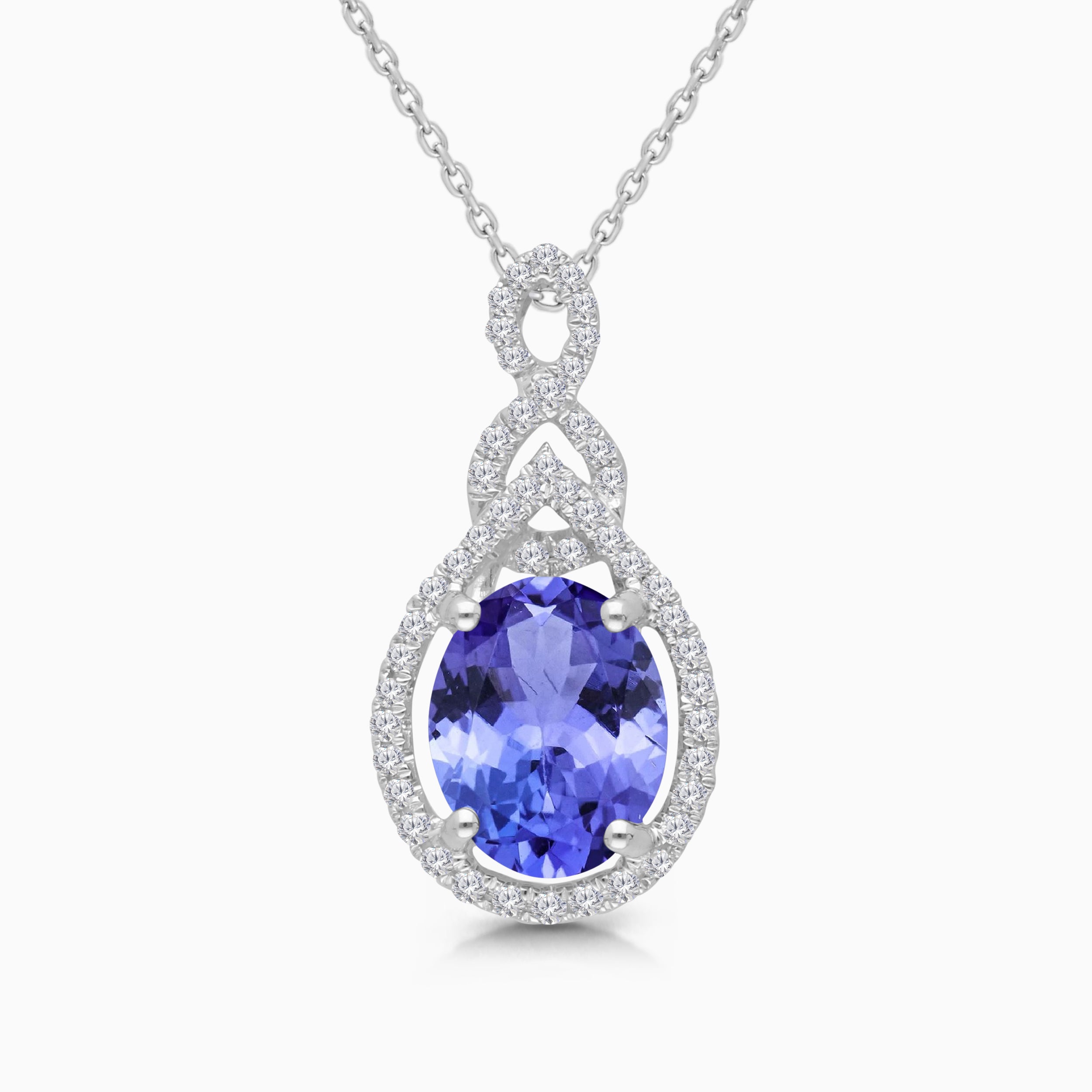 Swirling Teardrop Tanzanite Necklace