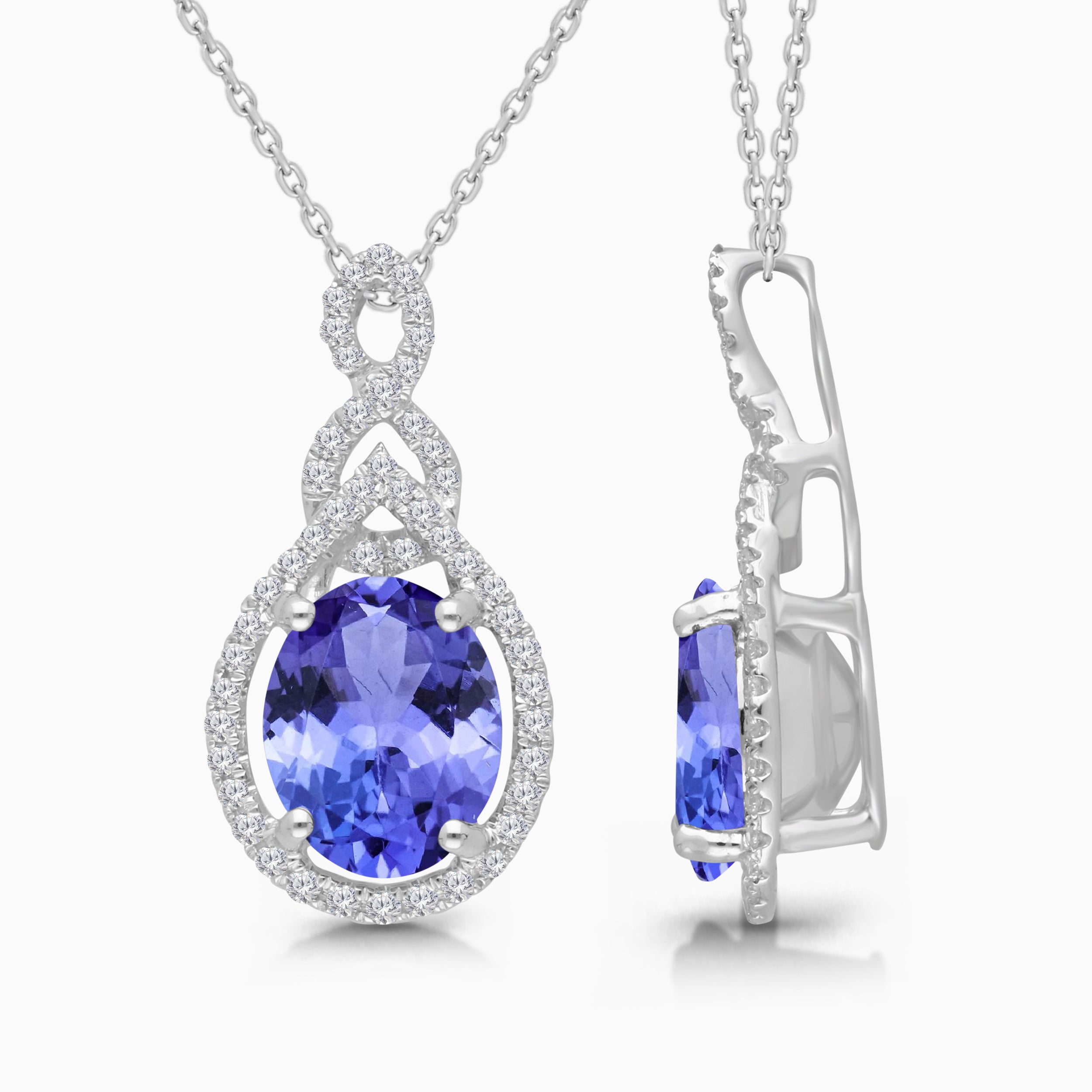 Swirling Teardrop Tanzanite Necklace