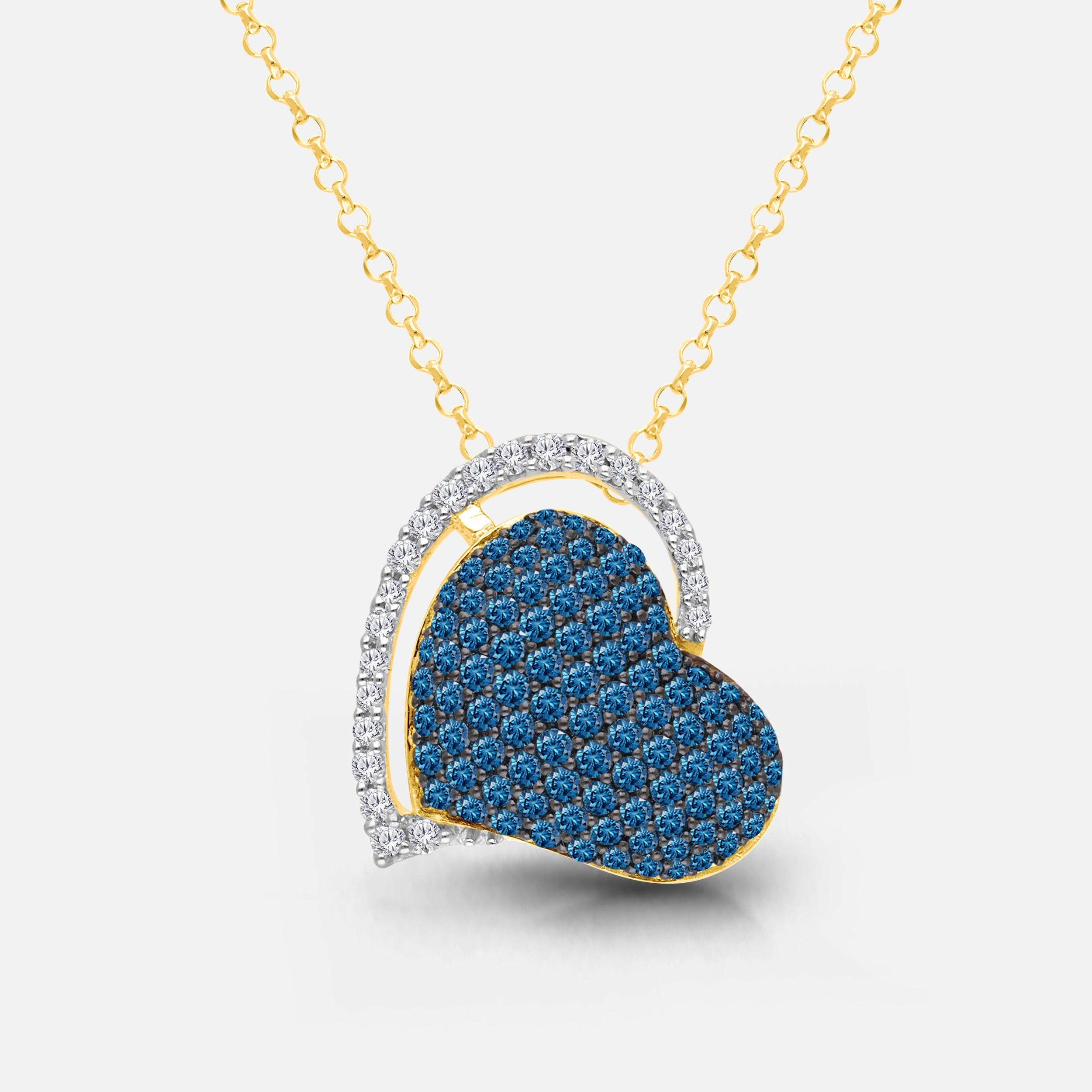 Blue Embrace Diamond Heart Necklace blue diamond