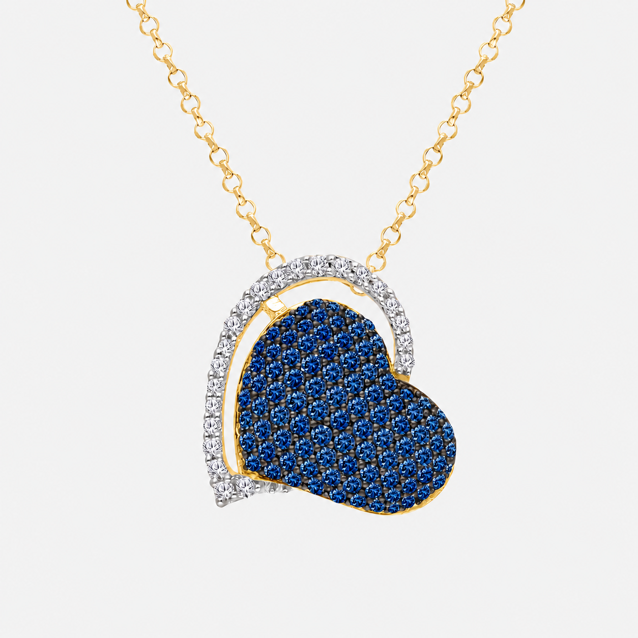Blue Embrace Diamond Heart Necklace blue diamond
