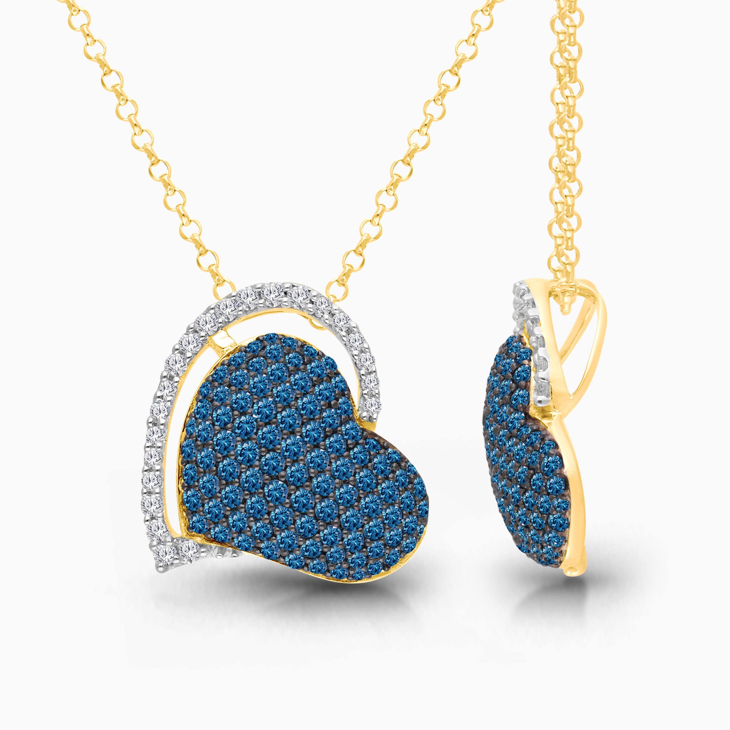 Blue Embrace Diamond Heart Necklace