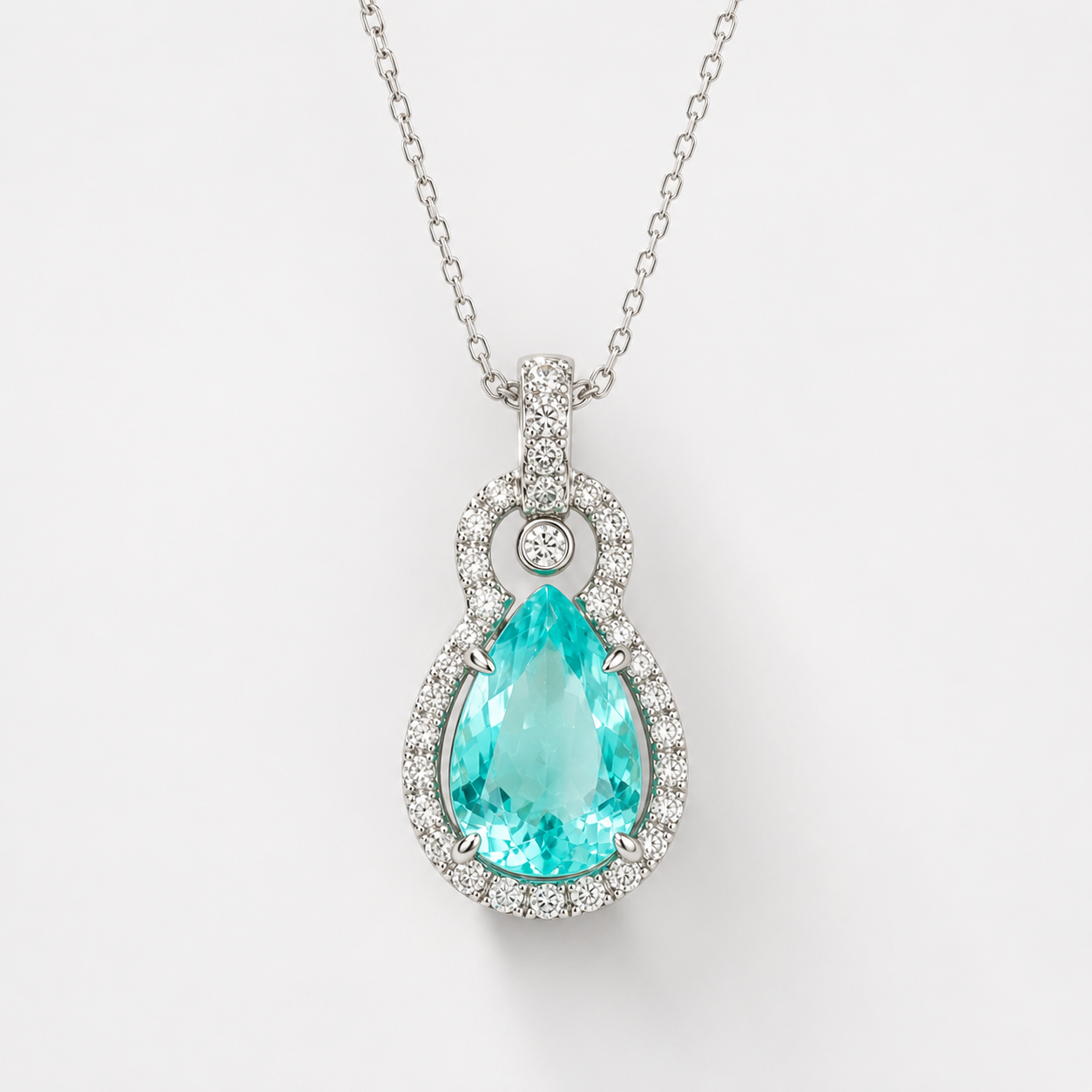 Sea Blue Paraiba & Diamond Necklace