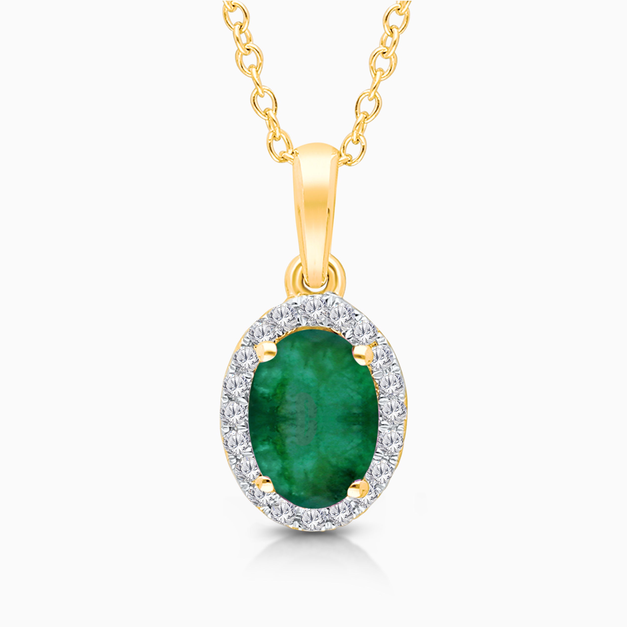 Emerald & Diamond Halo Necklace