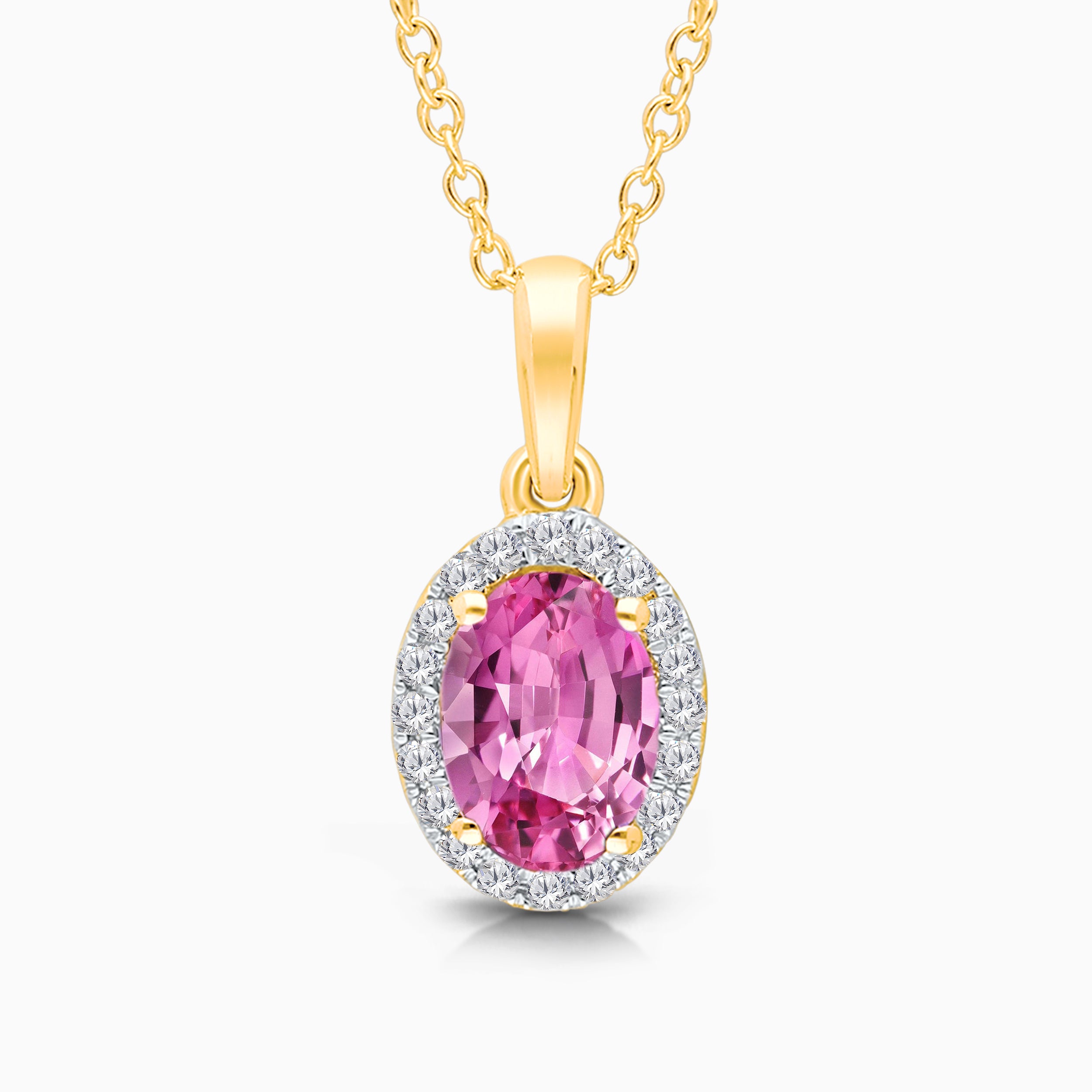 Halo Diamond Pink Sapphire Pendant