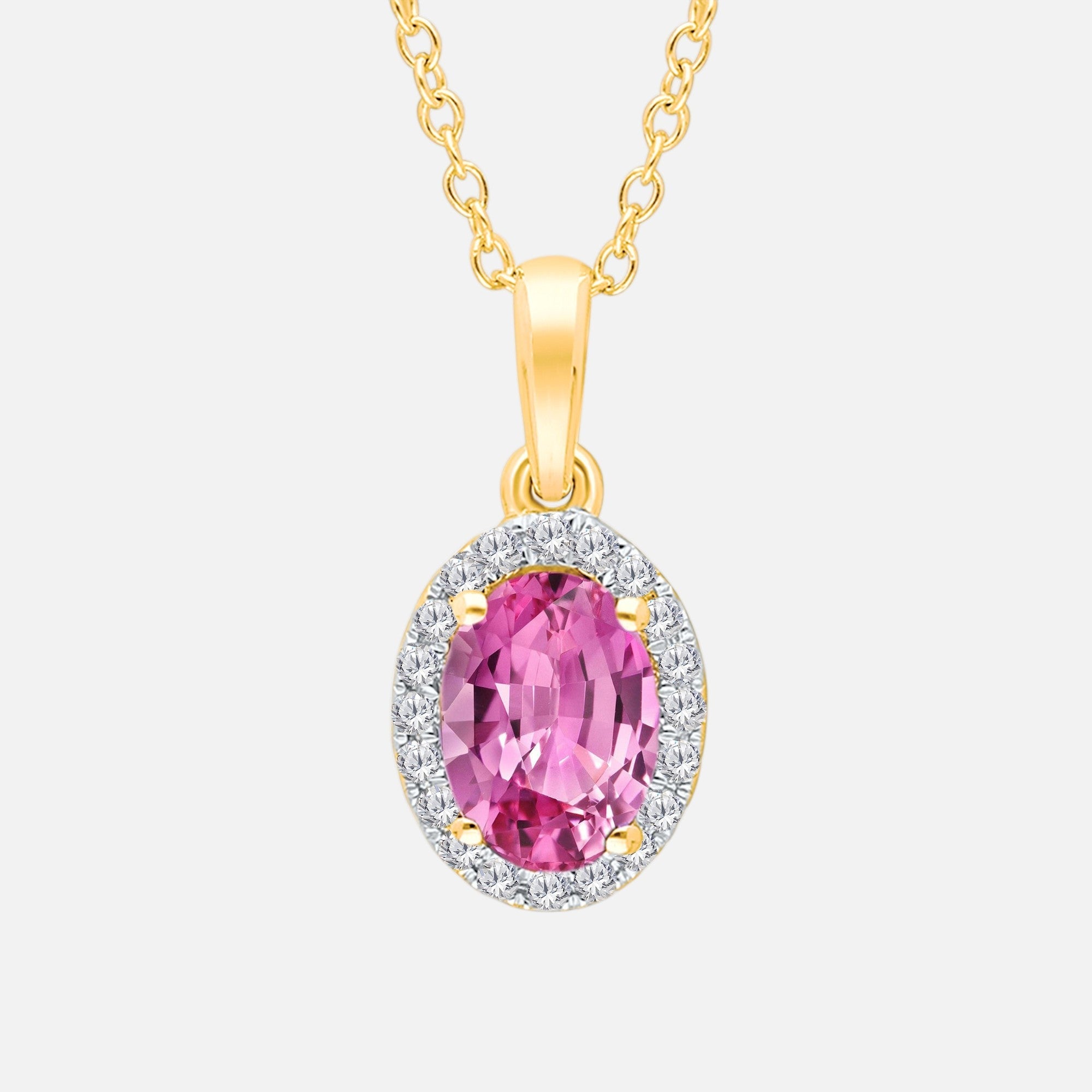 Halo Diamond Pink Sapphire Pendant Pink Sapphire