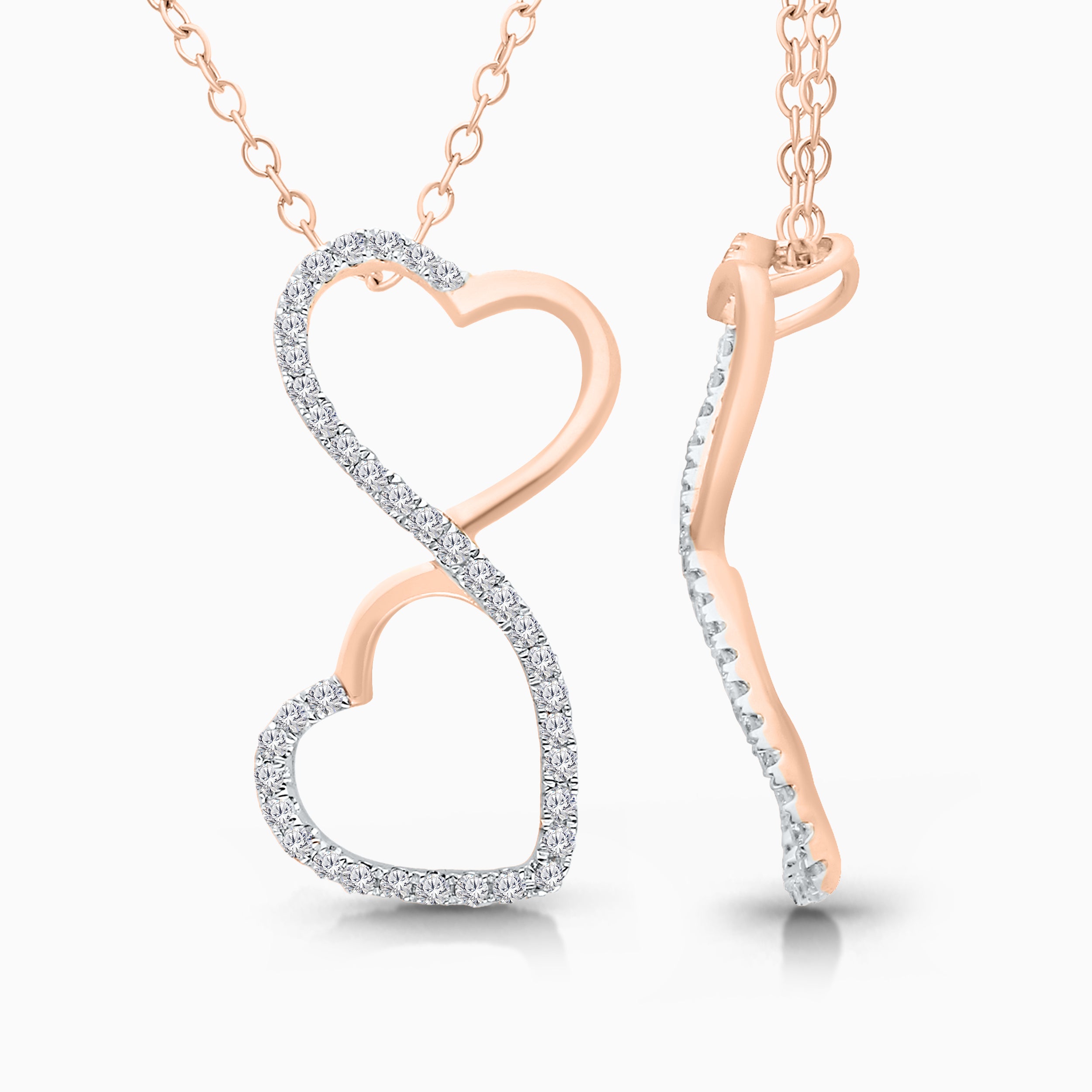 Dual Heart Rose Gold Necklace