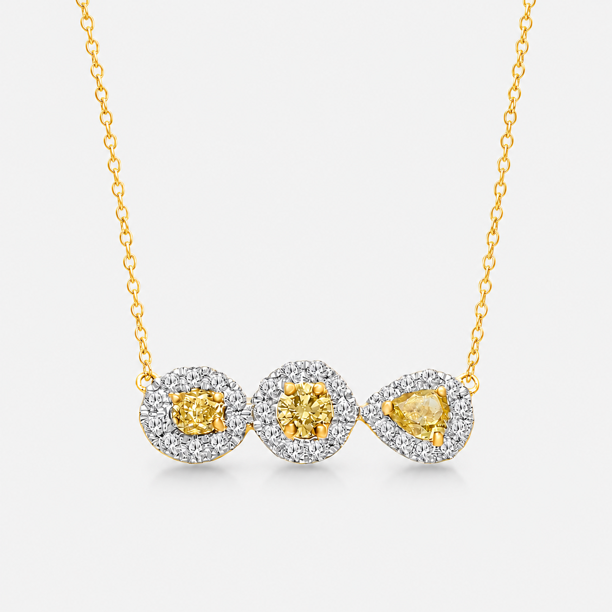 Trio of Diamonds Necklace Yellow Diamond