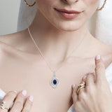 Interlocked Blue Sapphire and White Diamond Necklace