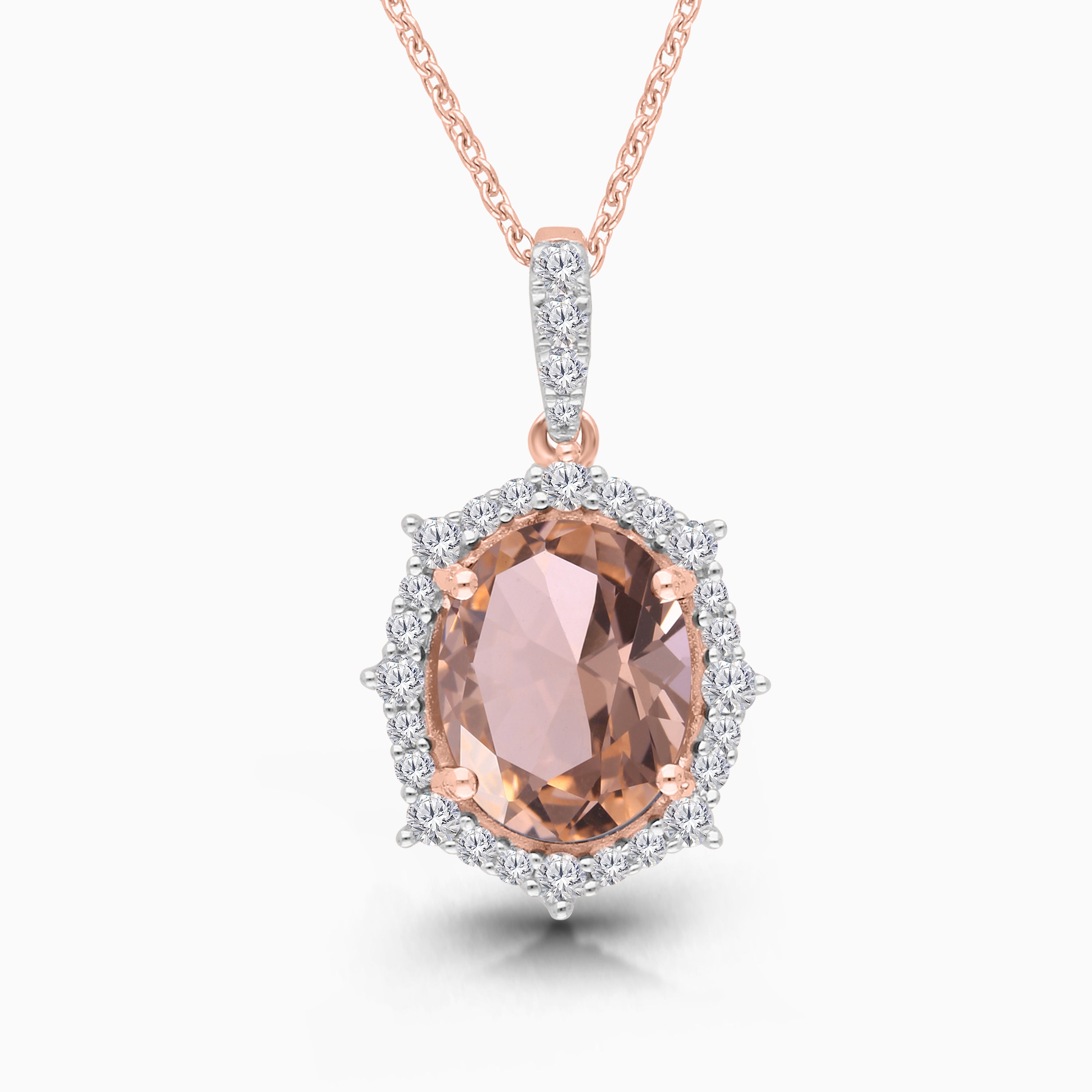 Prism Morganite & Diamond Pendant Necklace