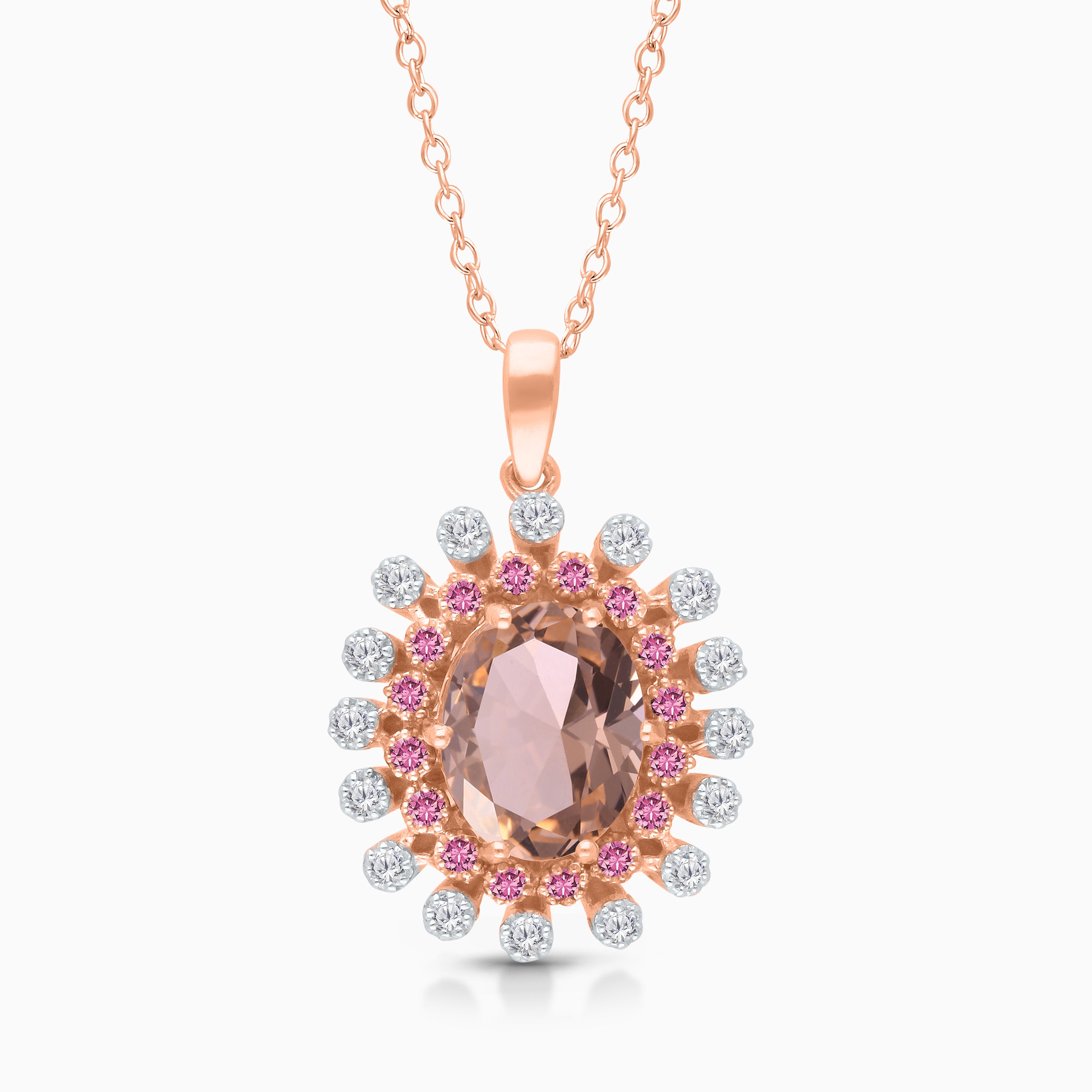 Pink Hydrangea Morganite & Pink Sapphire Necklace