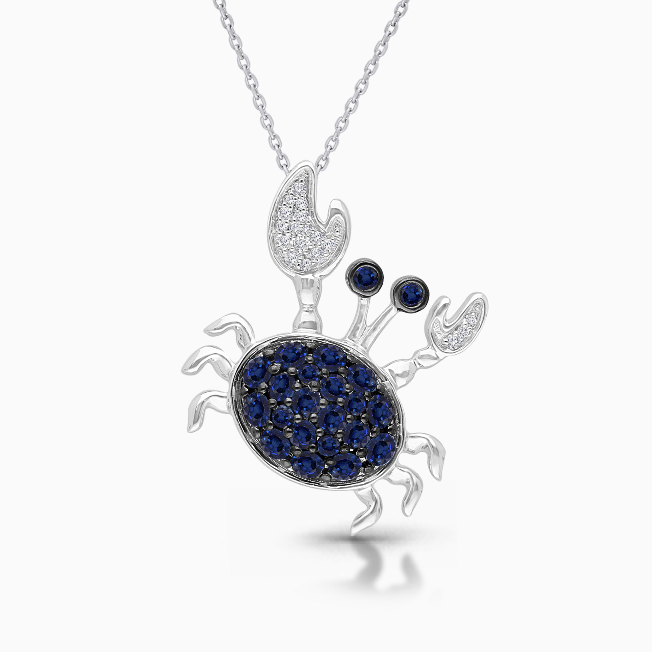 Crab Blue Sapphire and Diamond Pendant