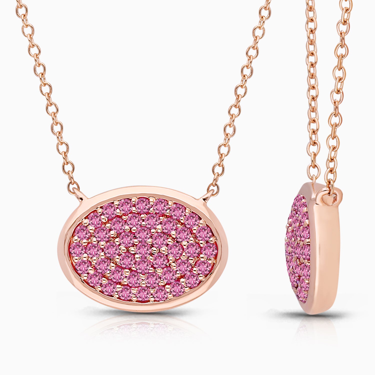 Luminara Oval Cut Pink Sapphire Necklace