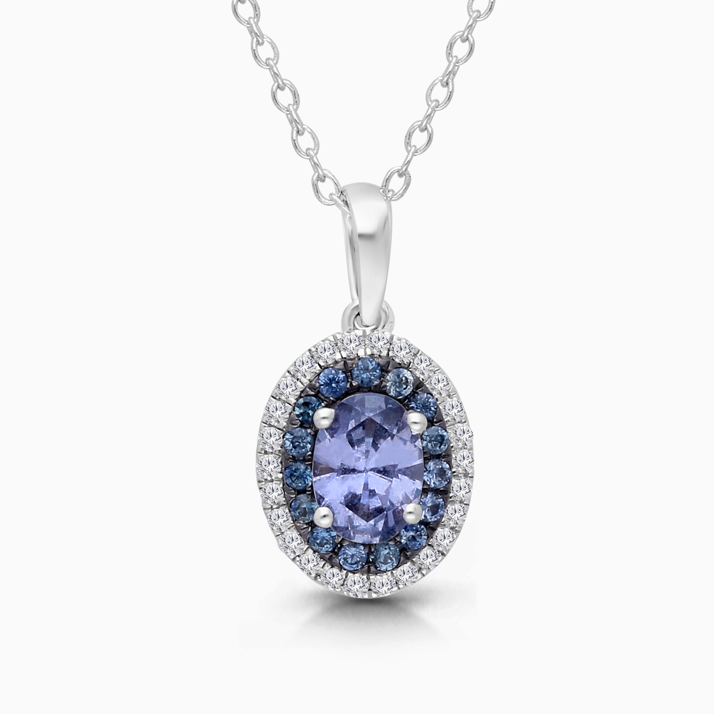Looking Glass Sapphire & Diamond Pendant Blue Sapphire