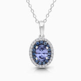 Looking Glass Sapphire & Diamond Pendant Blue Sapphire