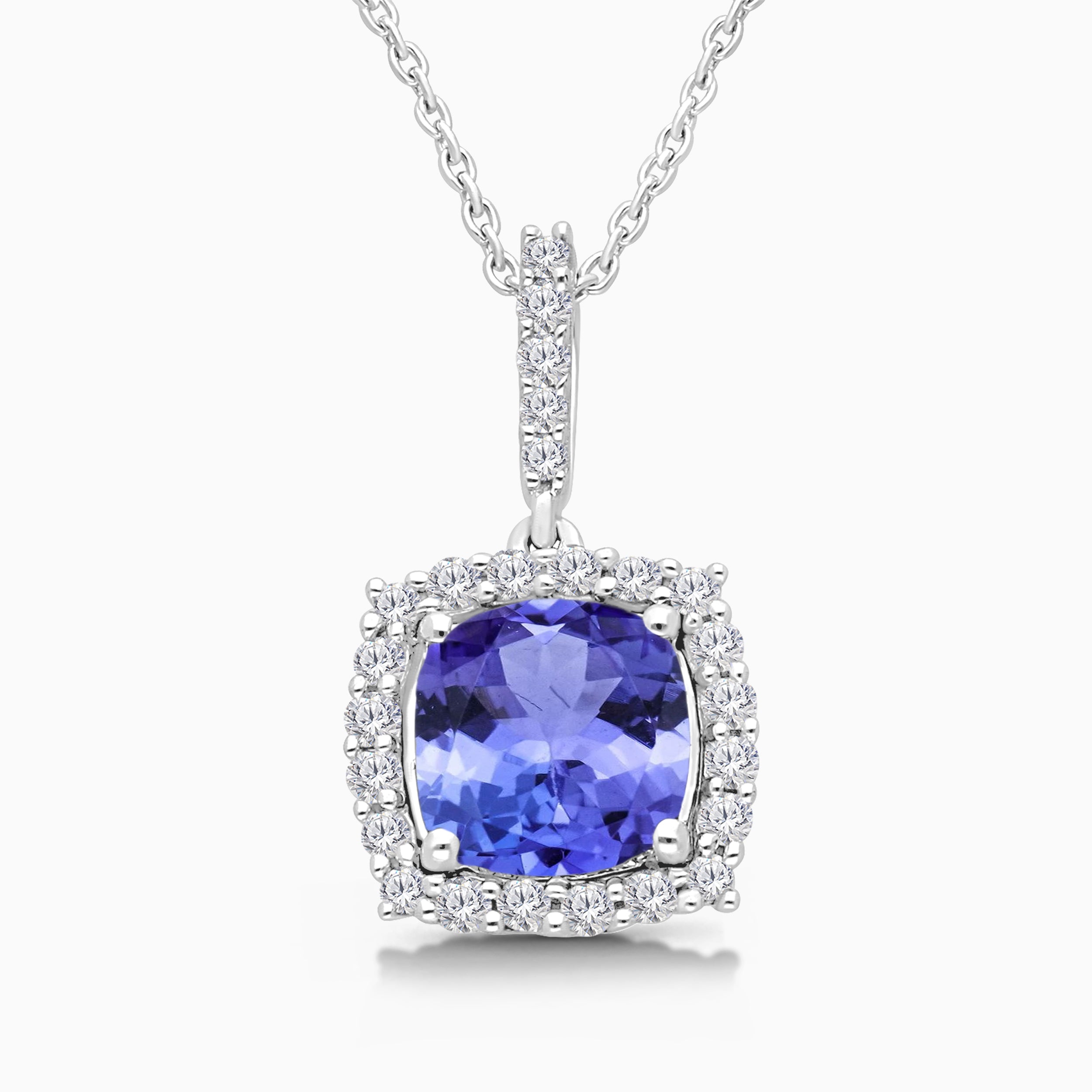 Cushion Cut Tanzanite & Diamond Pendant