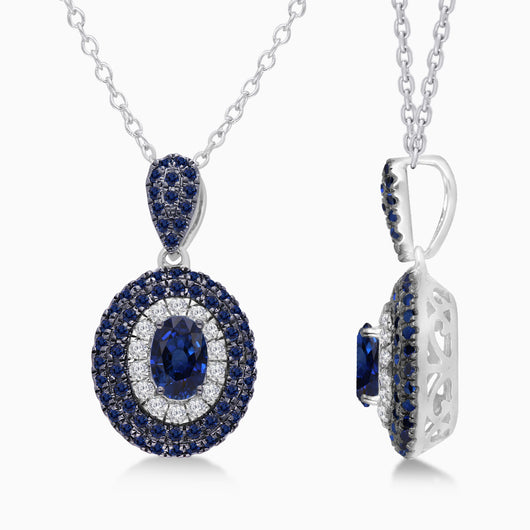 Sapphire and Diamond Oval Pendant