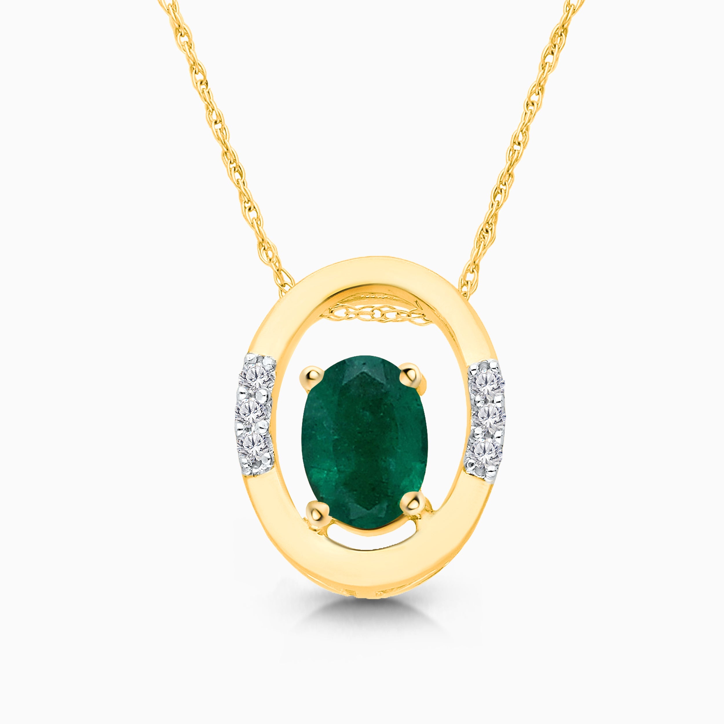 Oval Portrait Emerald and Diamond Pendant