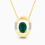 Oval Portrait Emerald and Diamond Pendant