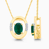 Oval Portrait Emerald and Diamond Pendant