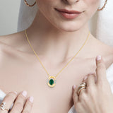 Oval Portrait Emerald and Diamond Pendant