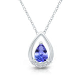 White Gold Tanzanite & Diamond Heirloom Pendant HEIRLOOM