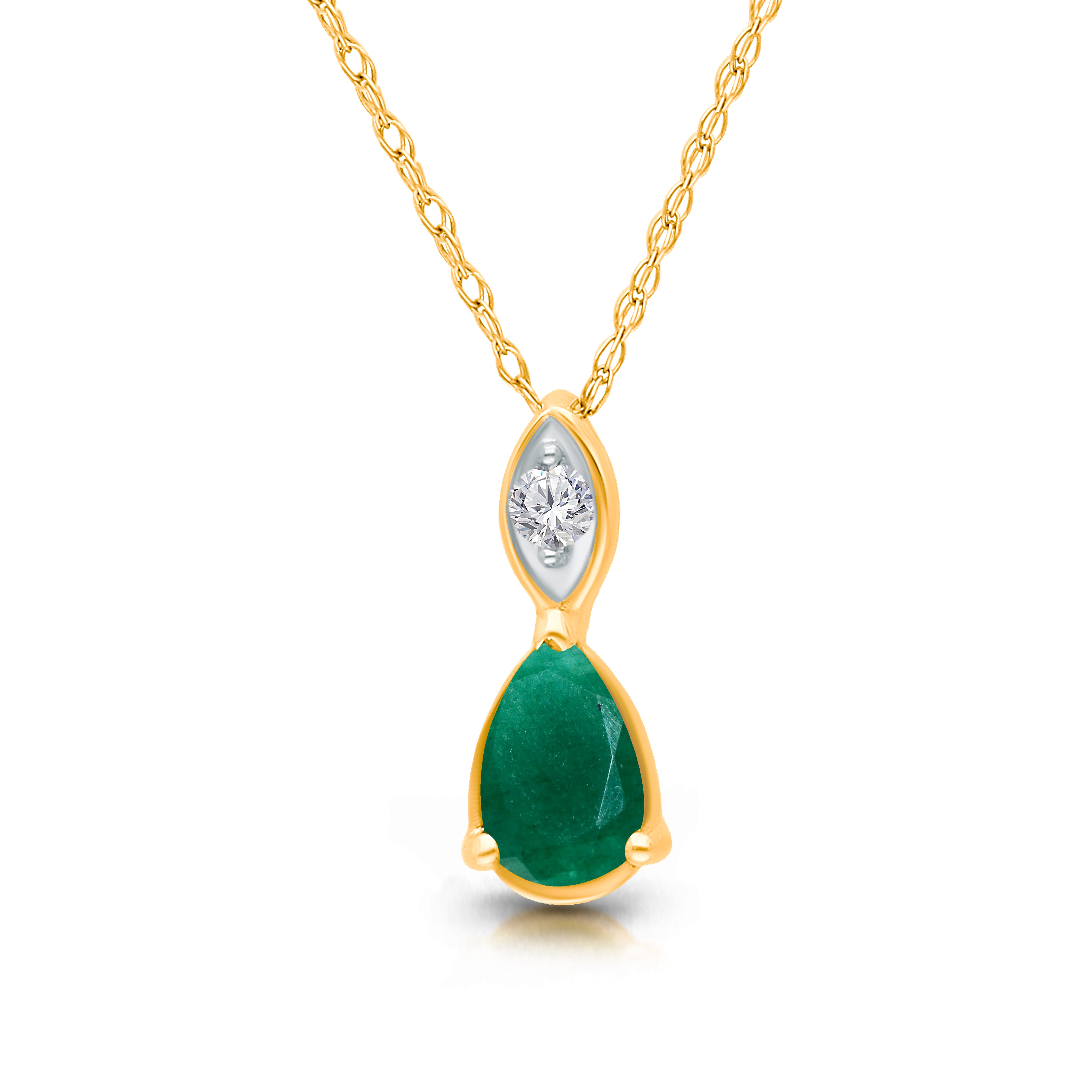 Pear Droplet Emerald Necklace