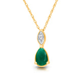 Pear Droplet Emerald Necklace
