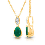 Pear Droplet Emerald Necklace