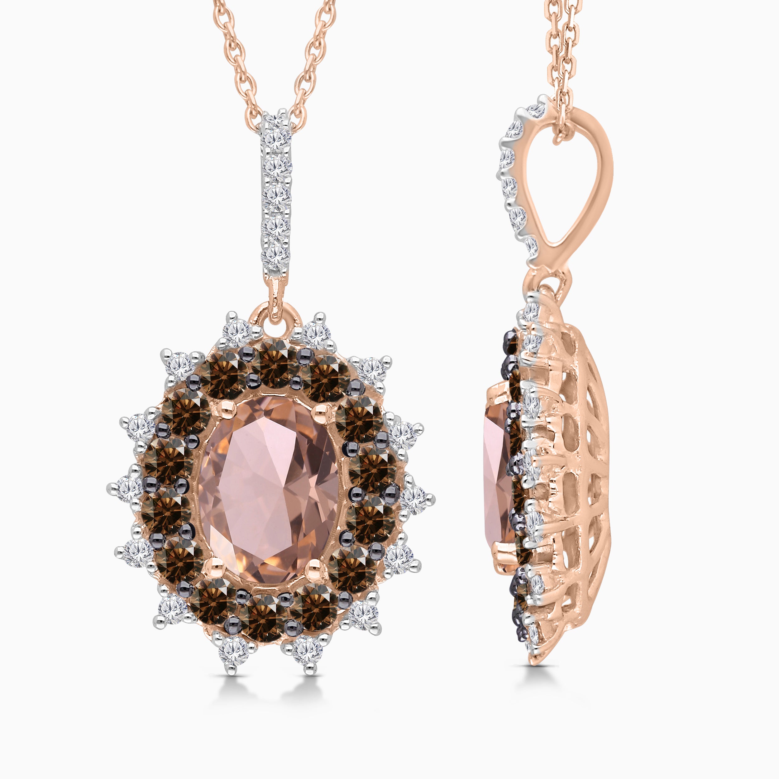 Prickly Pink Morganite & Coco Diamond Necklace