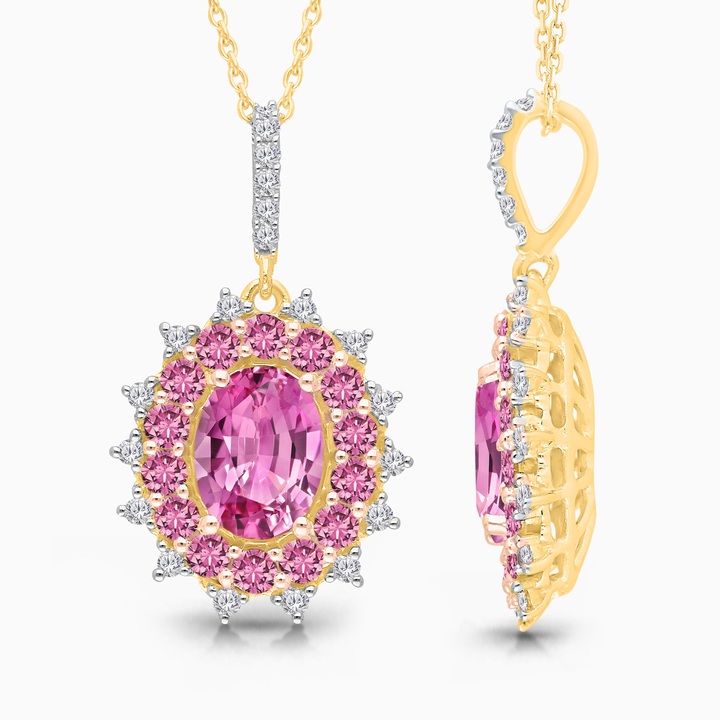 Rose & Thorn Pink Sapphire & Diamond Necklace
