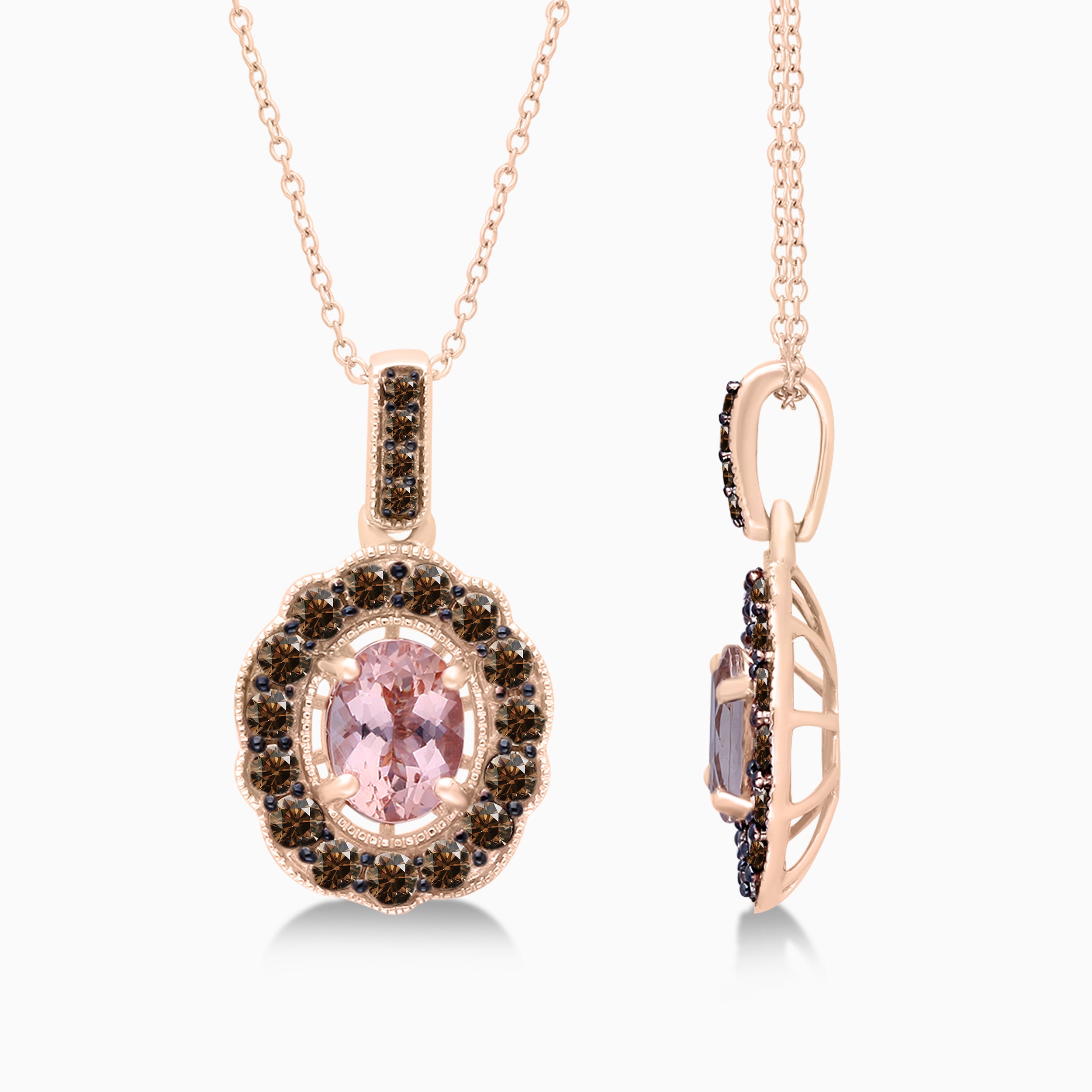 Morganite and Coco Diamond Pendant