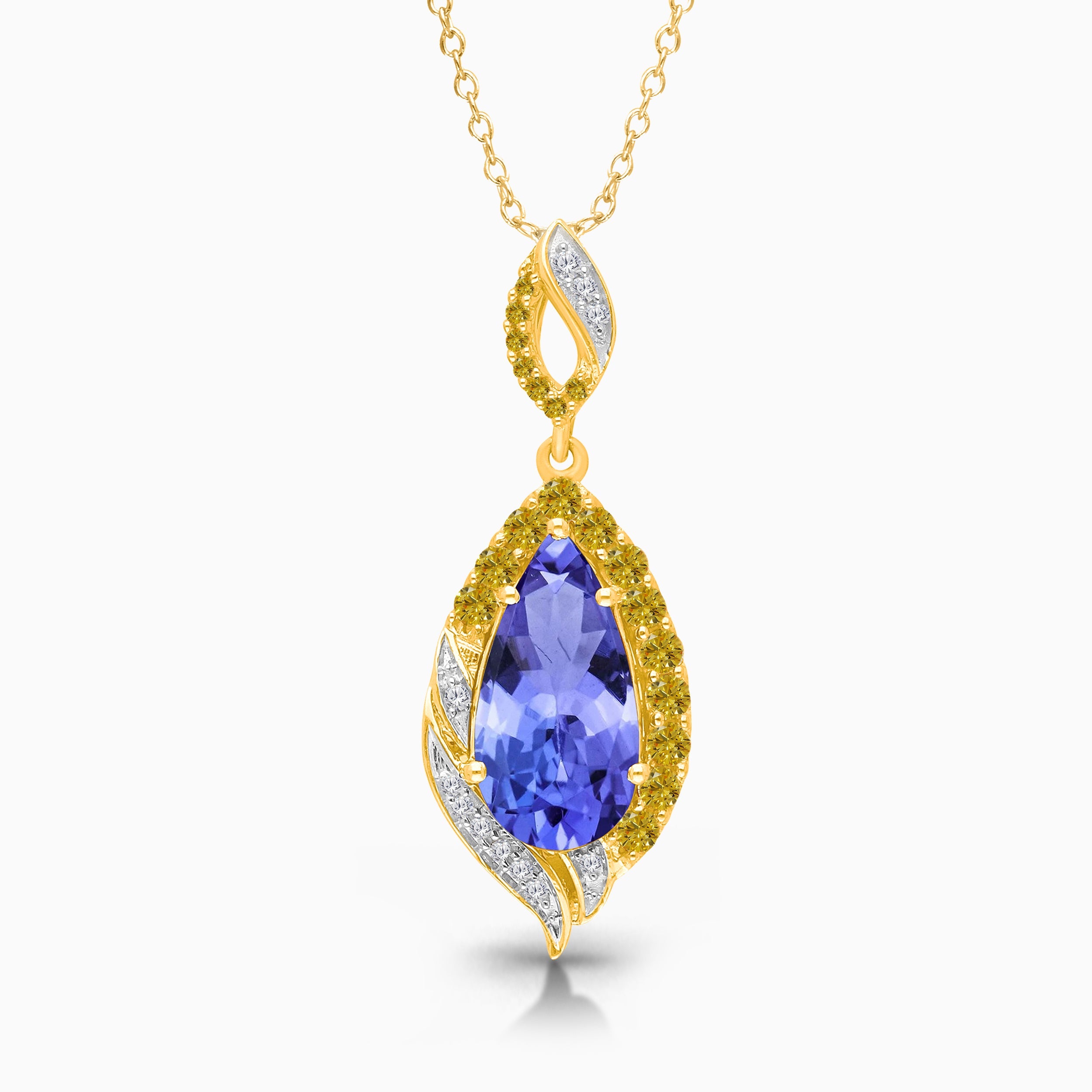 Marquise Tanzanite & Diamond Drop Pendant