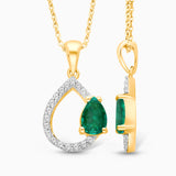 Asymmetric Pear Emerald & Diamond Pendant Emerald